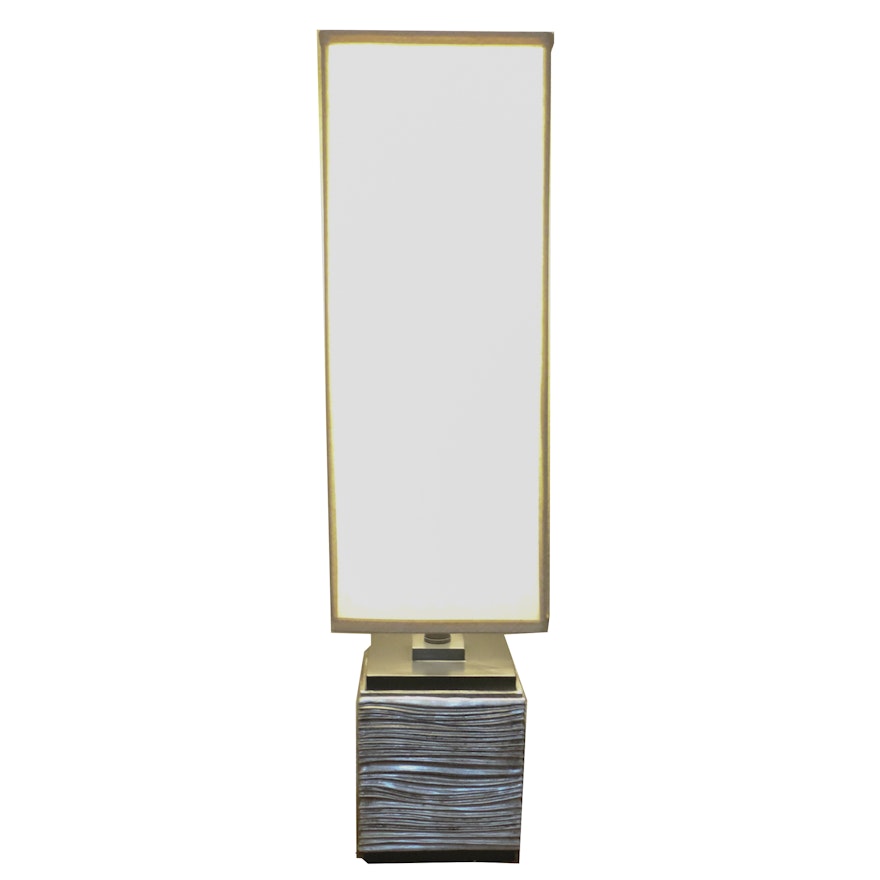 Contemporary Textured Resin Block Table Lamp with Tall Shade