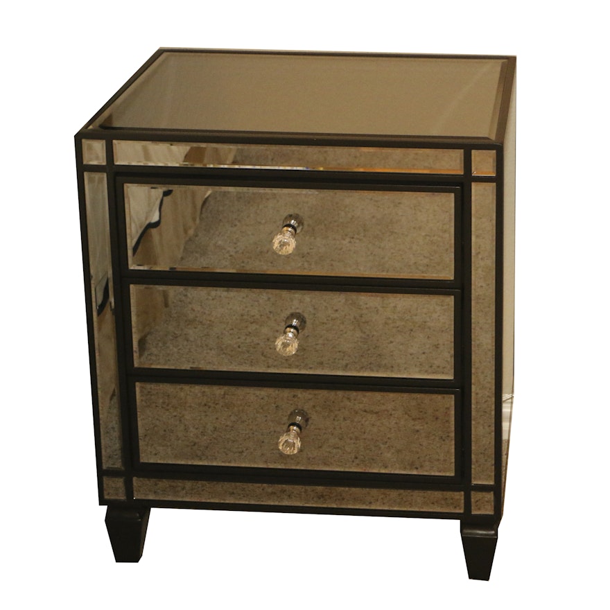 Mirrored Three-Drawer Nightstand, 21st Century