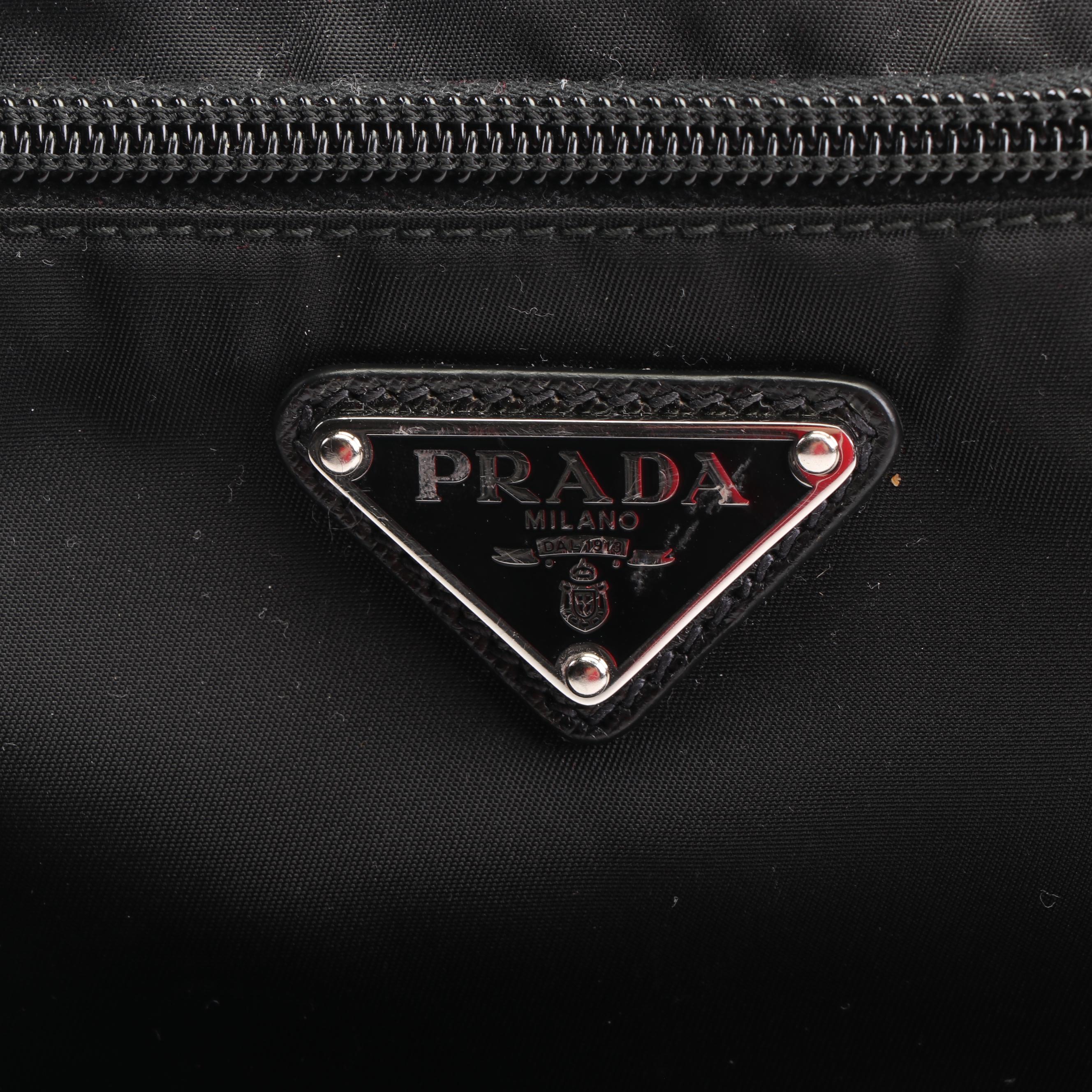Prada Vela Nylon Black and Beige Handbags, Made in Italy