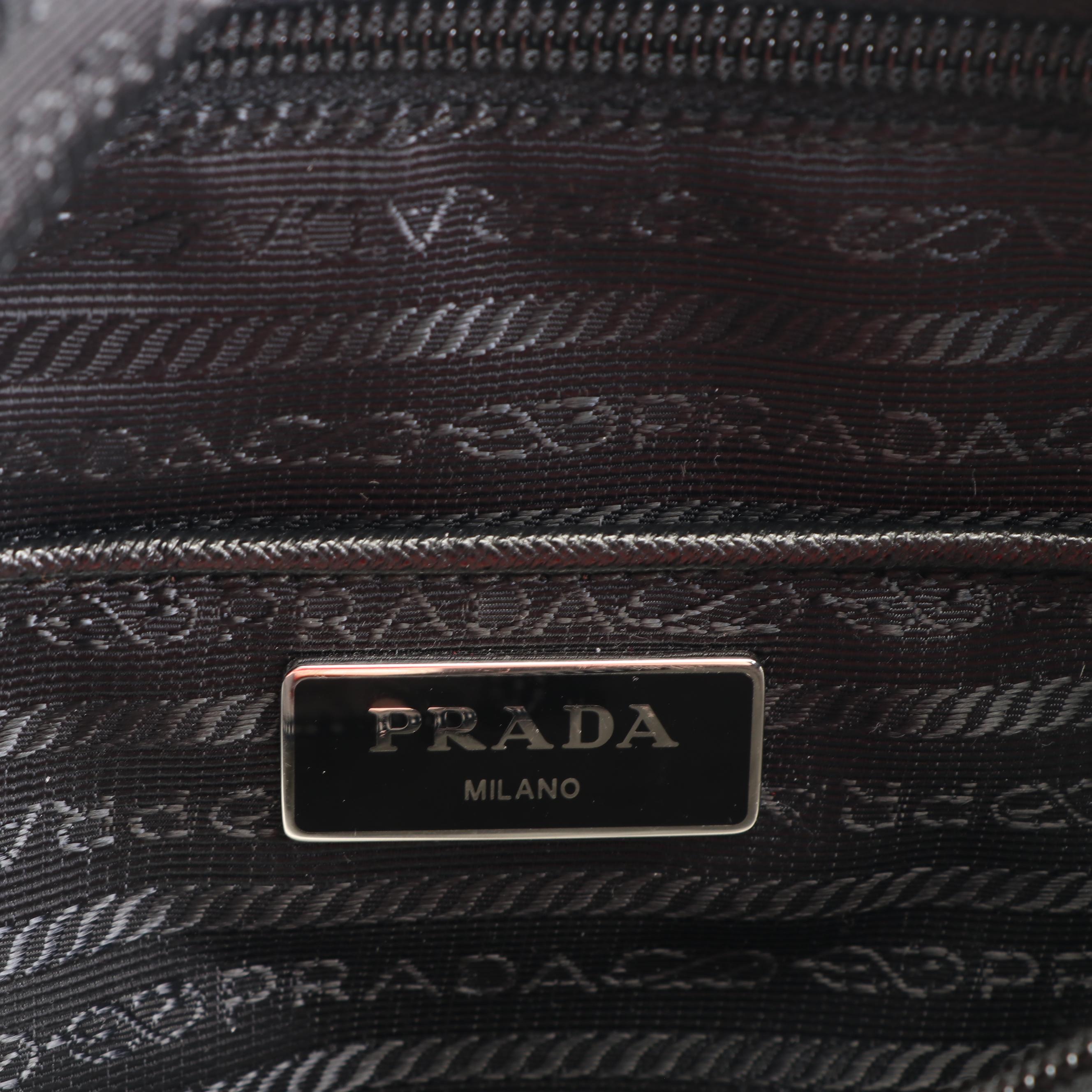Prada Vela Nylon Black and Beige Handbags, Made in Italy