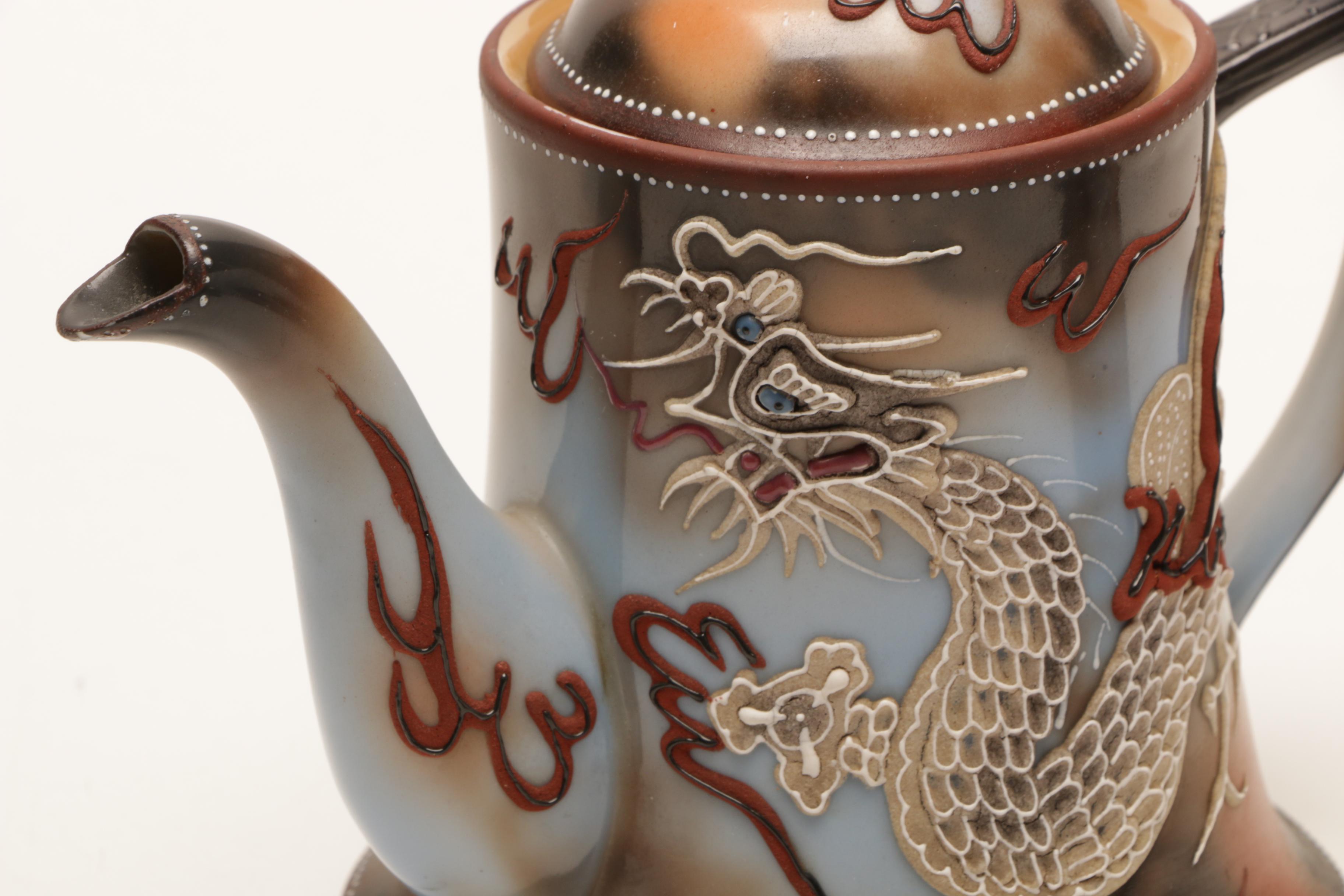 Takito Japanese Moriage Dragonware Porcelain Tea Set