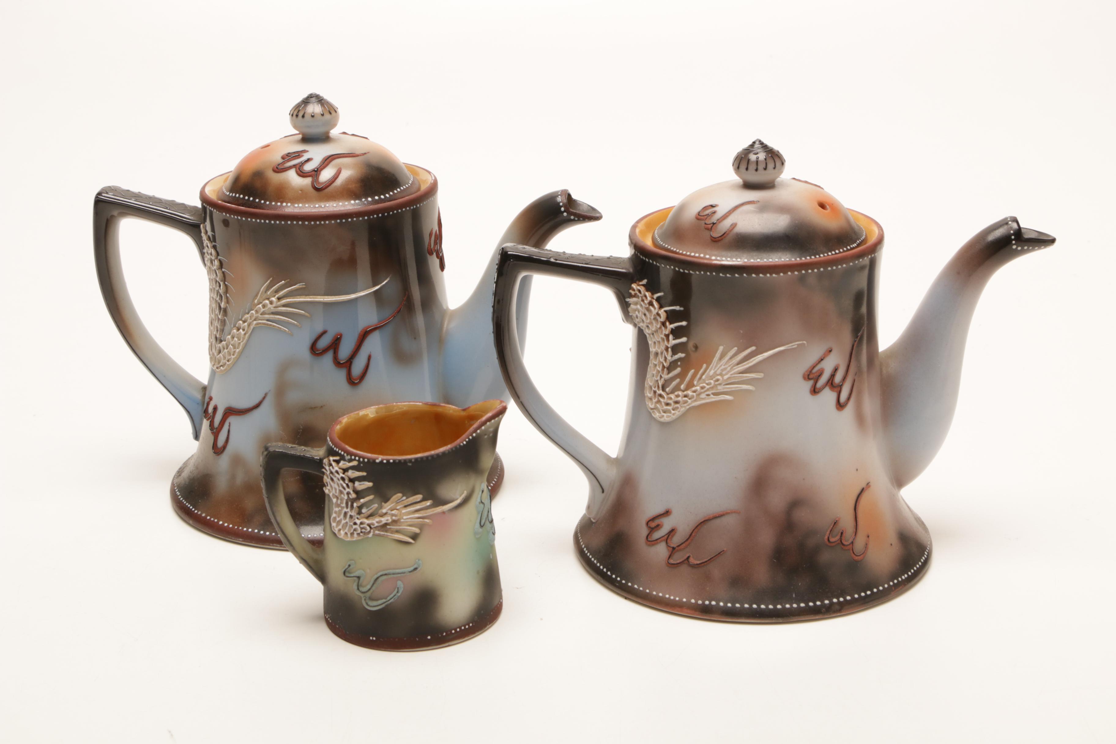 Takito Japanese Moriage Dragonware Porcelain Tea Set