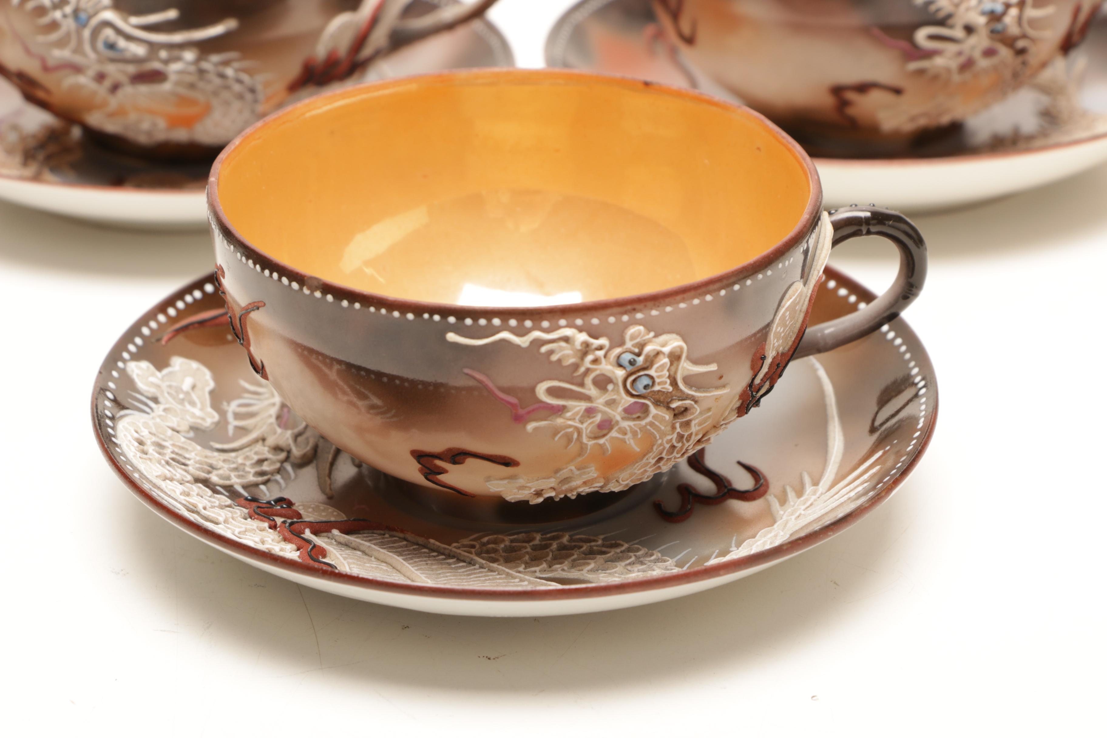 Takito Japanese Moriage Dragonware Porcelain Tea Set