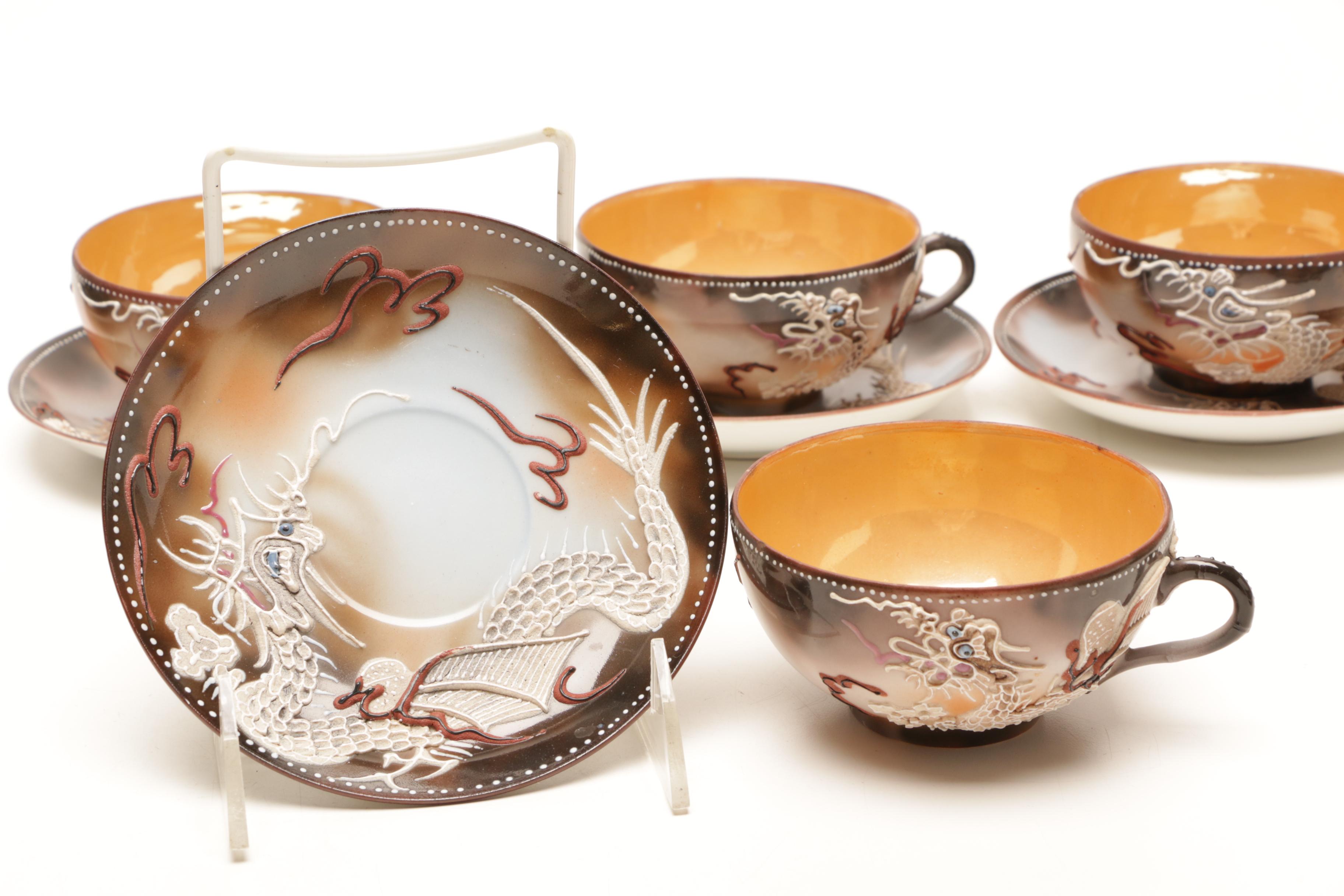Takito Japanese Moriage Dragonware Porcelain Tea Set