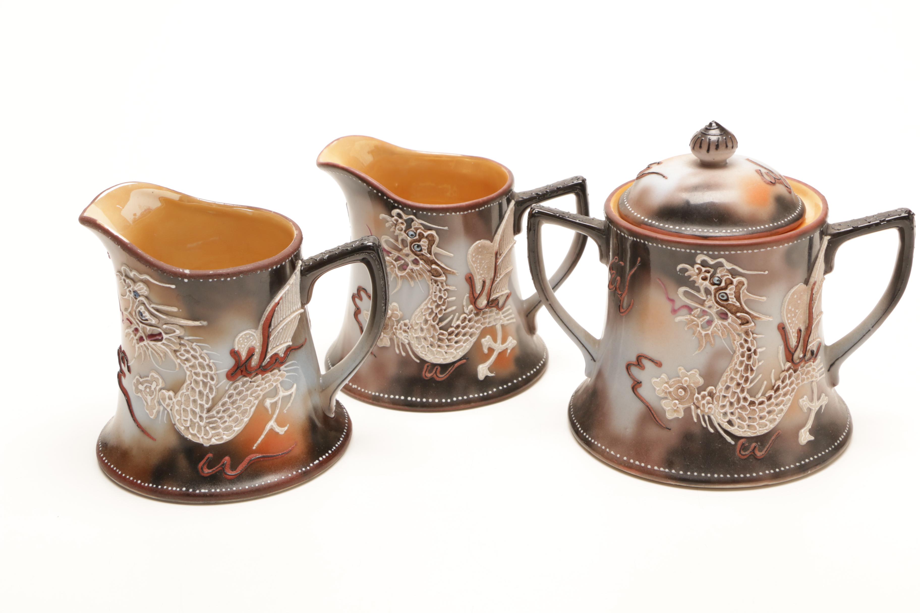 Takito Japanese Moriage Dragonware Porcelain Tea Set