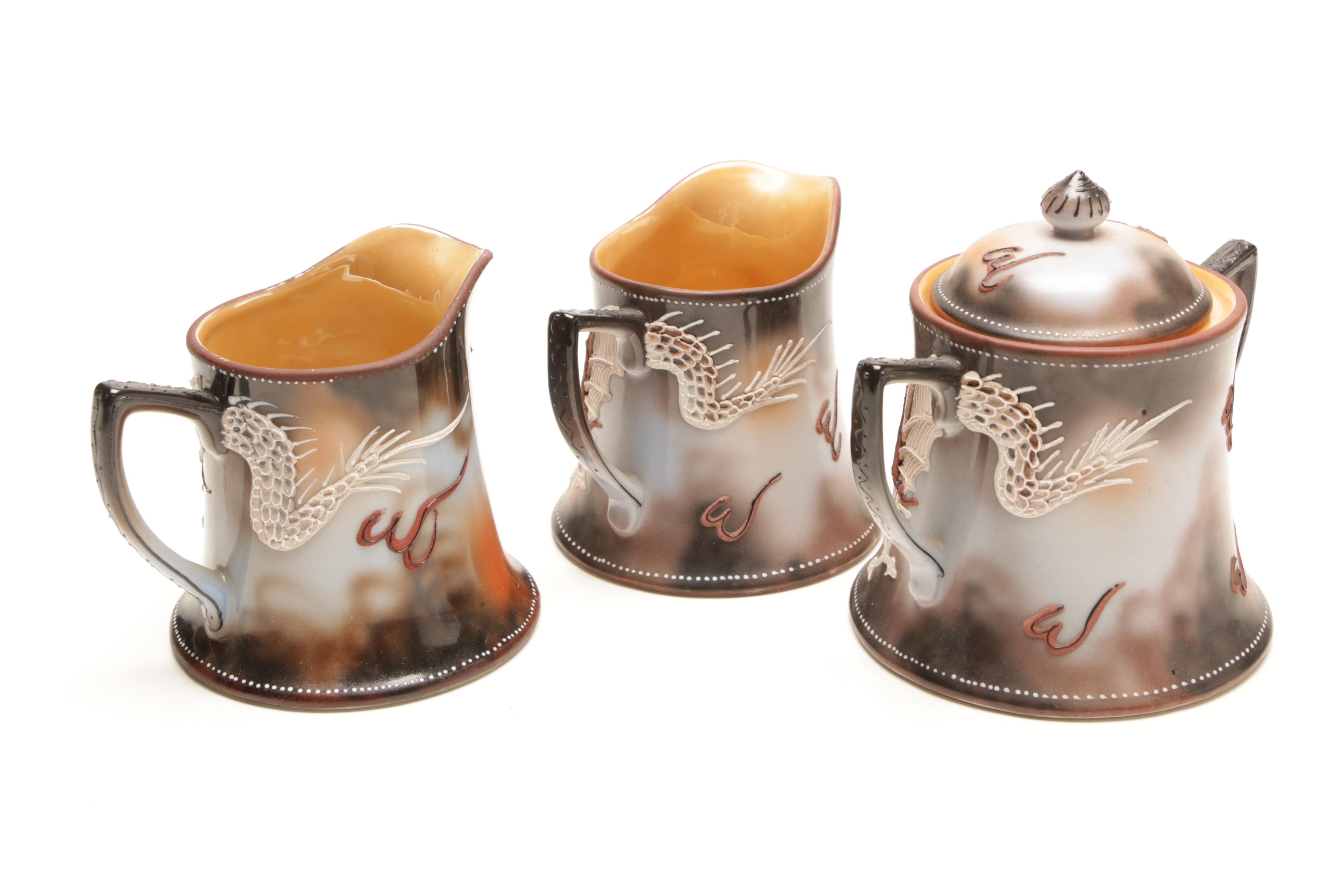 Takito Japanese Moriage Dragonware Porcelain Tea Set