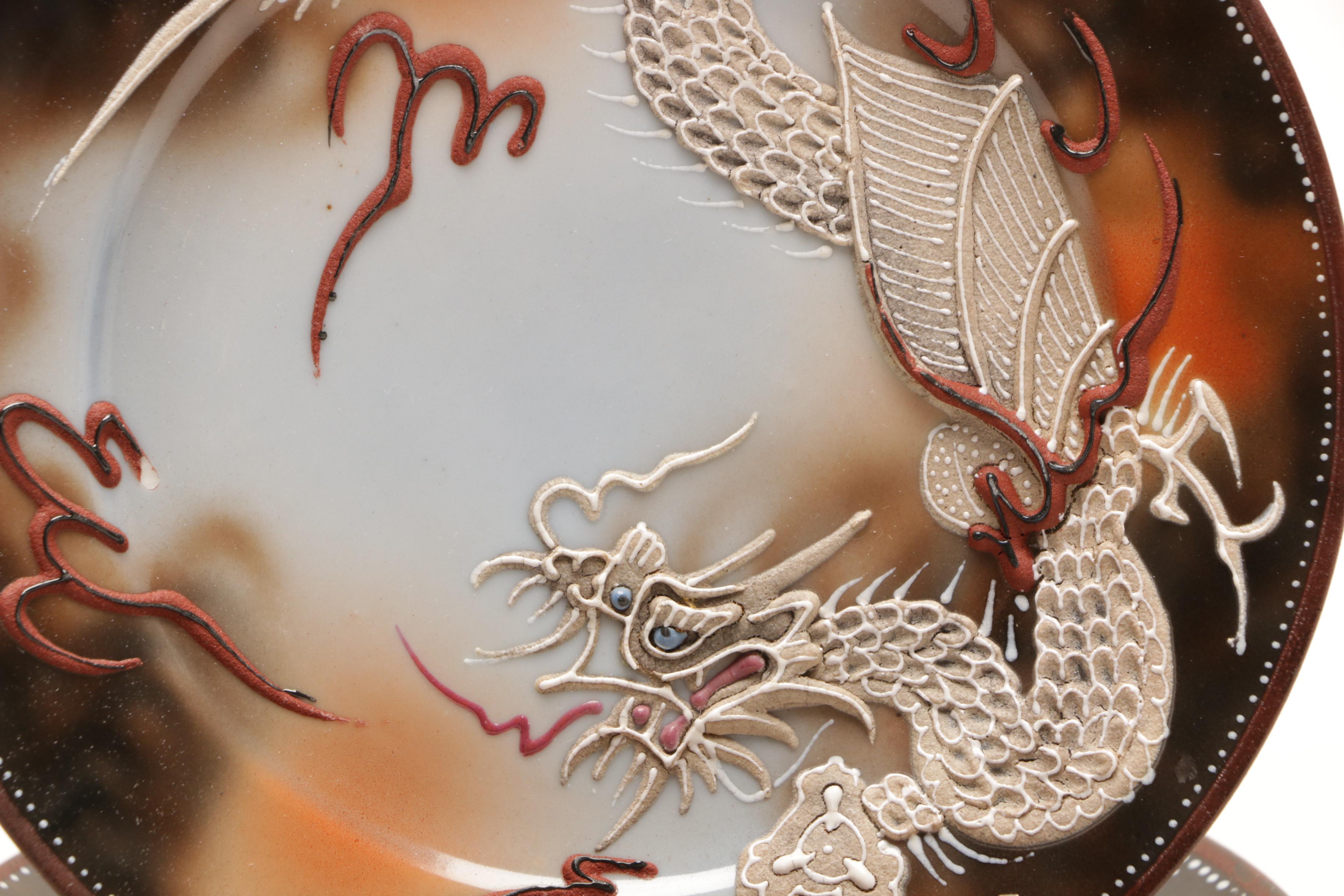 Takito Japanese Moriage Dragonware Porcelain Tea Set