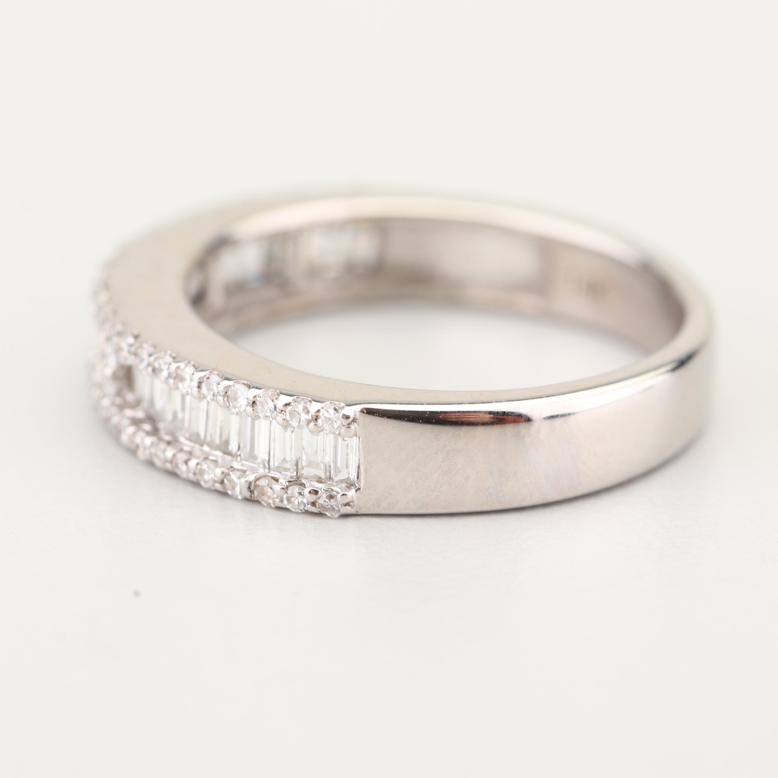 14K White Gold Diamond Band