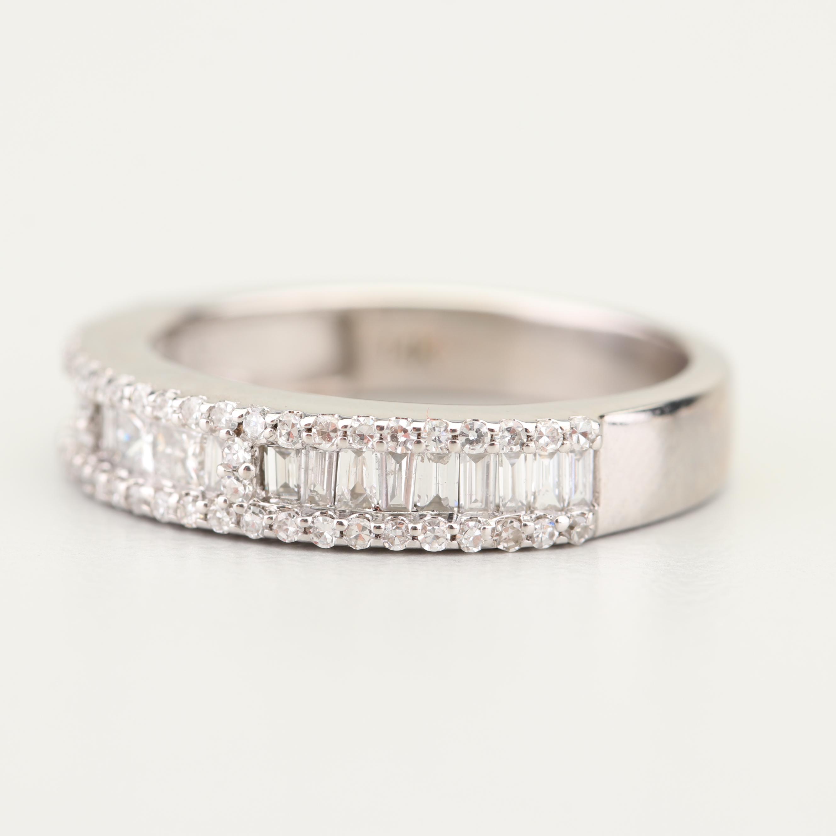 14K White Gold Diamond Band