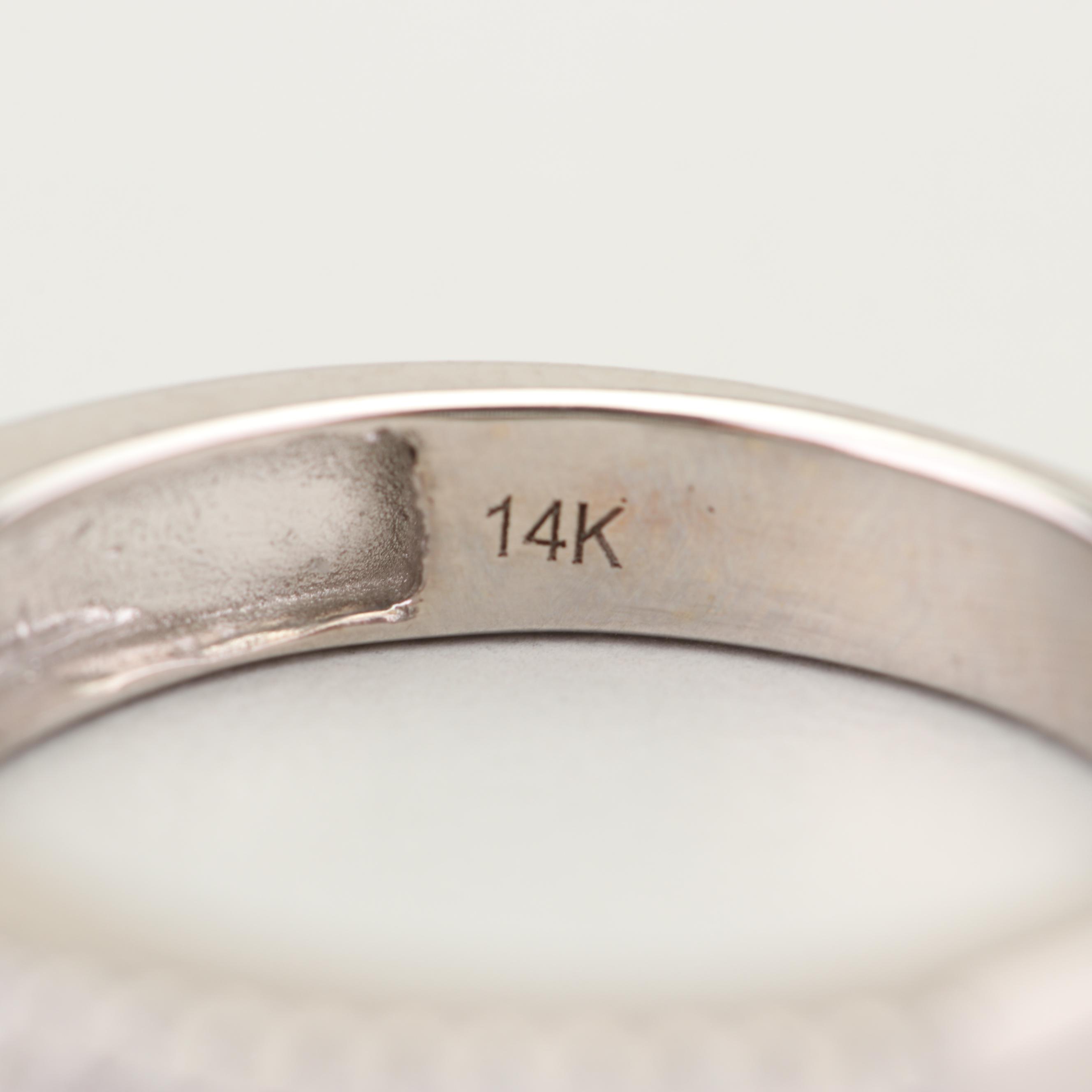 14K White Gold Diamond Band