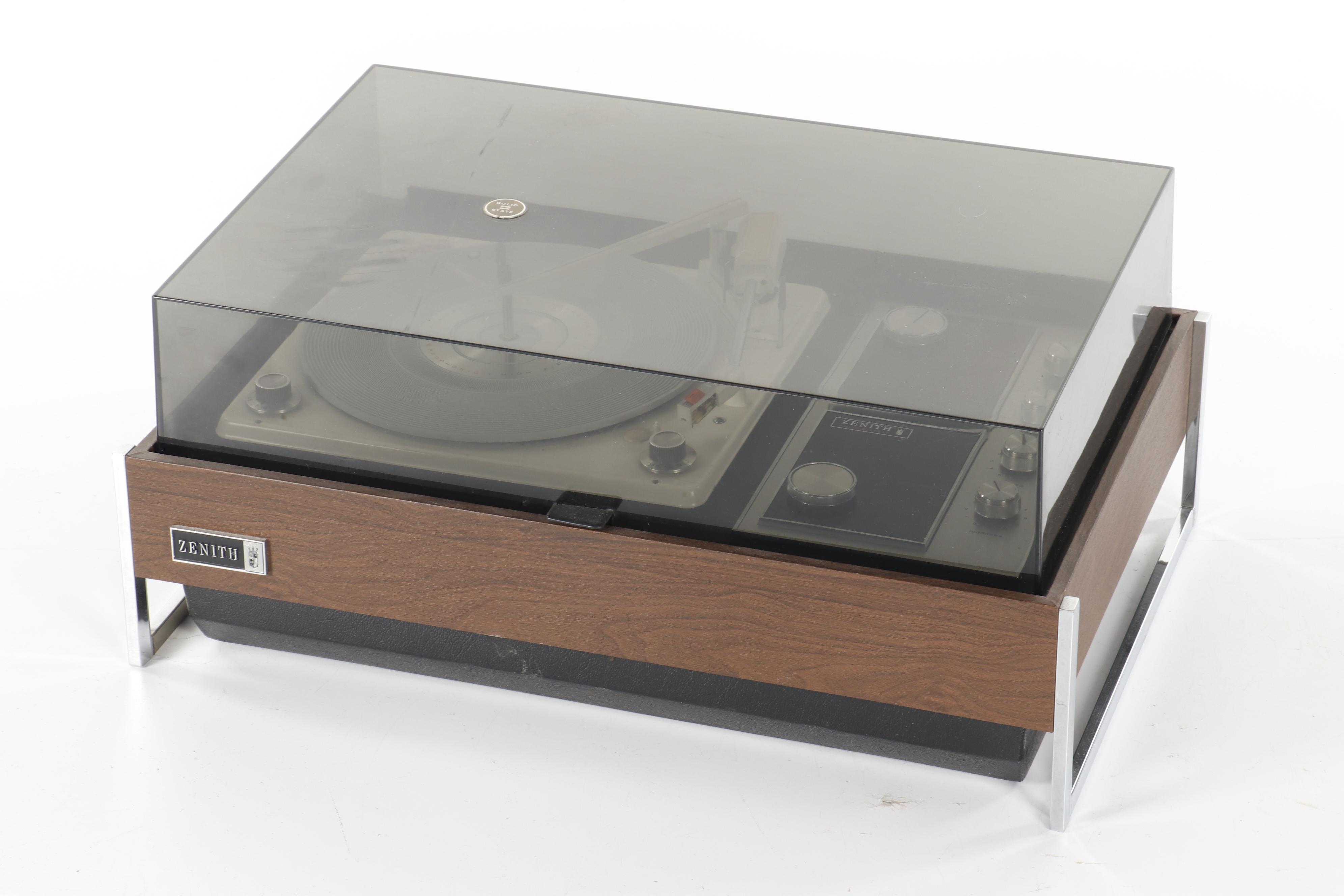 Zenith B595 Solid State Circle of Sound Phonograph and Tuner with Speakers