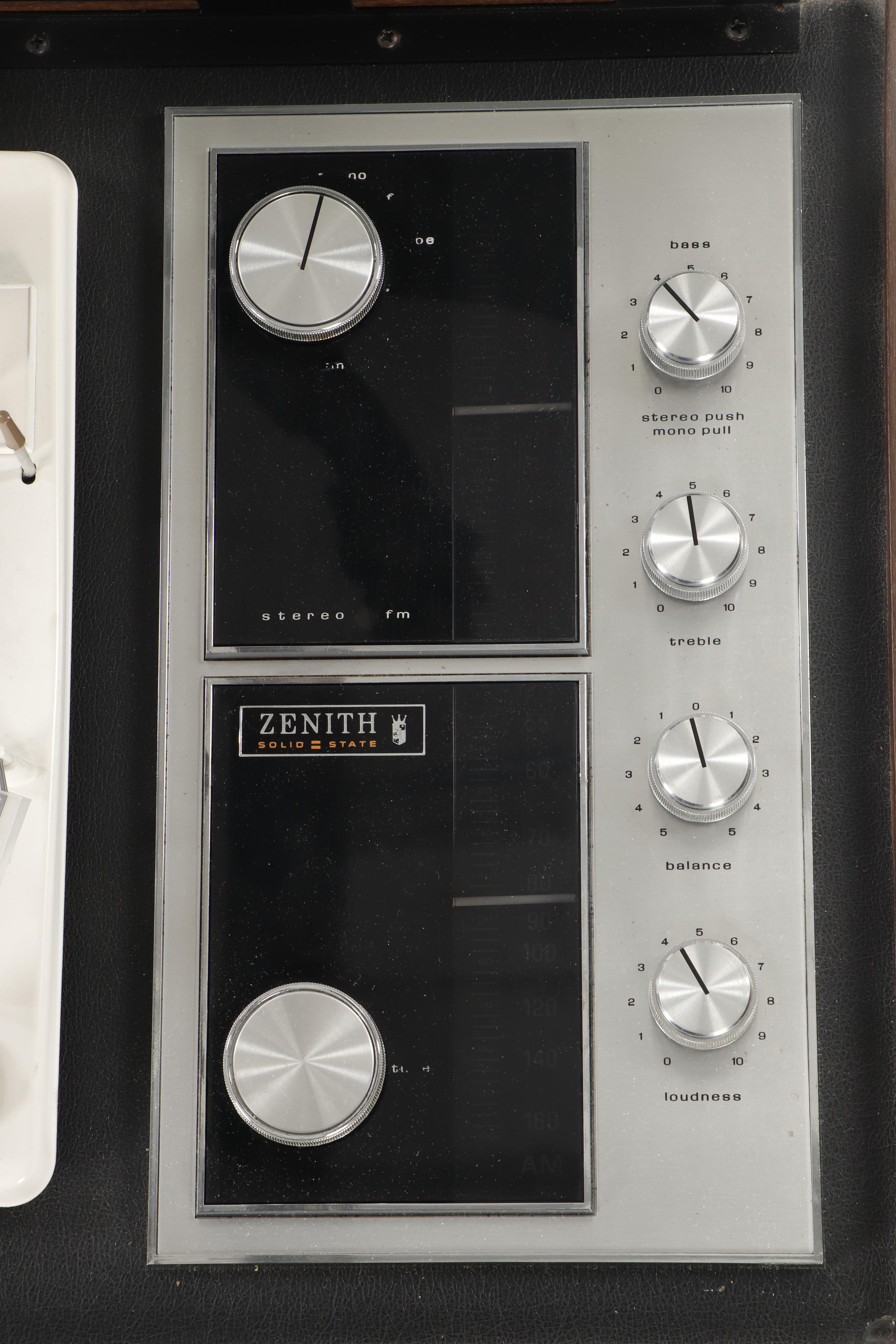 Zenith B595 Solid State Circle of Sound Phonograph and Tuner with Speakers