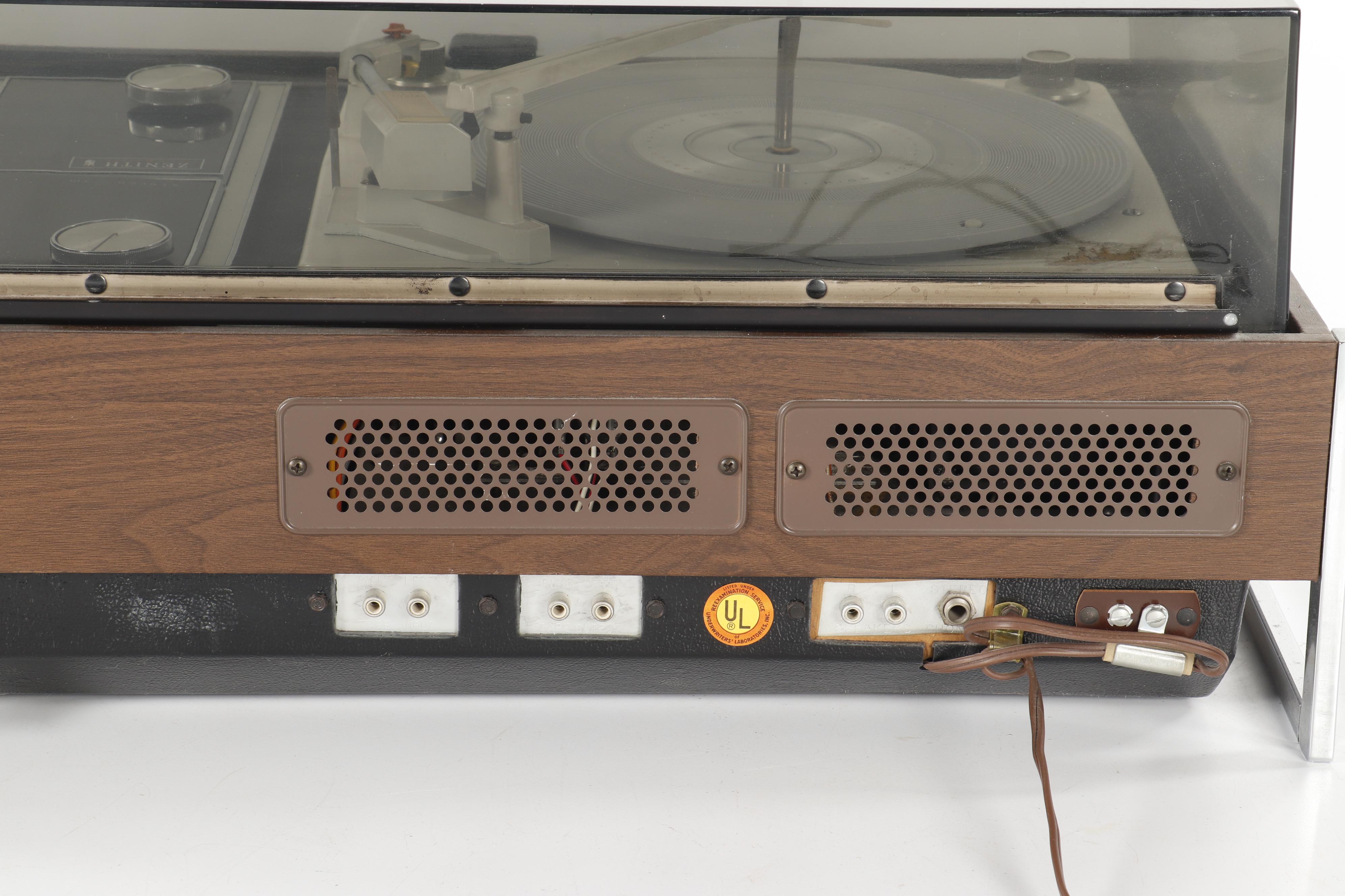 Zenith B595 Solid State Circle of Sound Phonograph and Tuner with Speakers