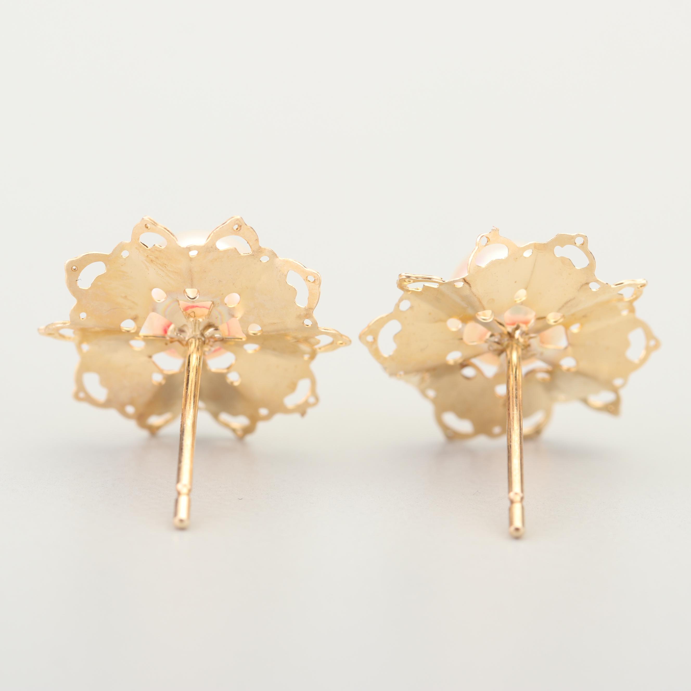 14K Yellow Gold Akoya Pearl Earrings