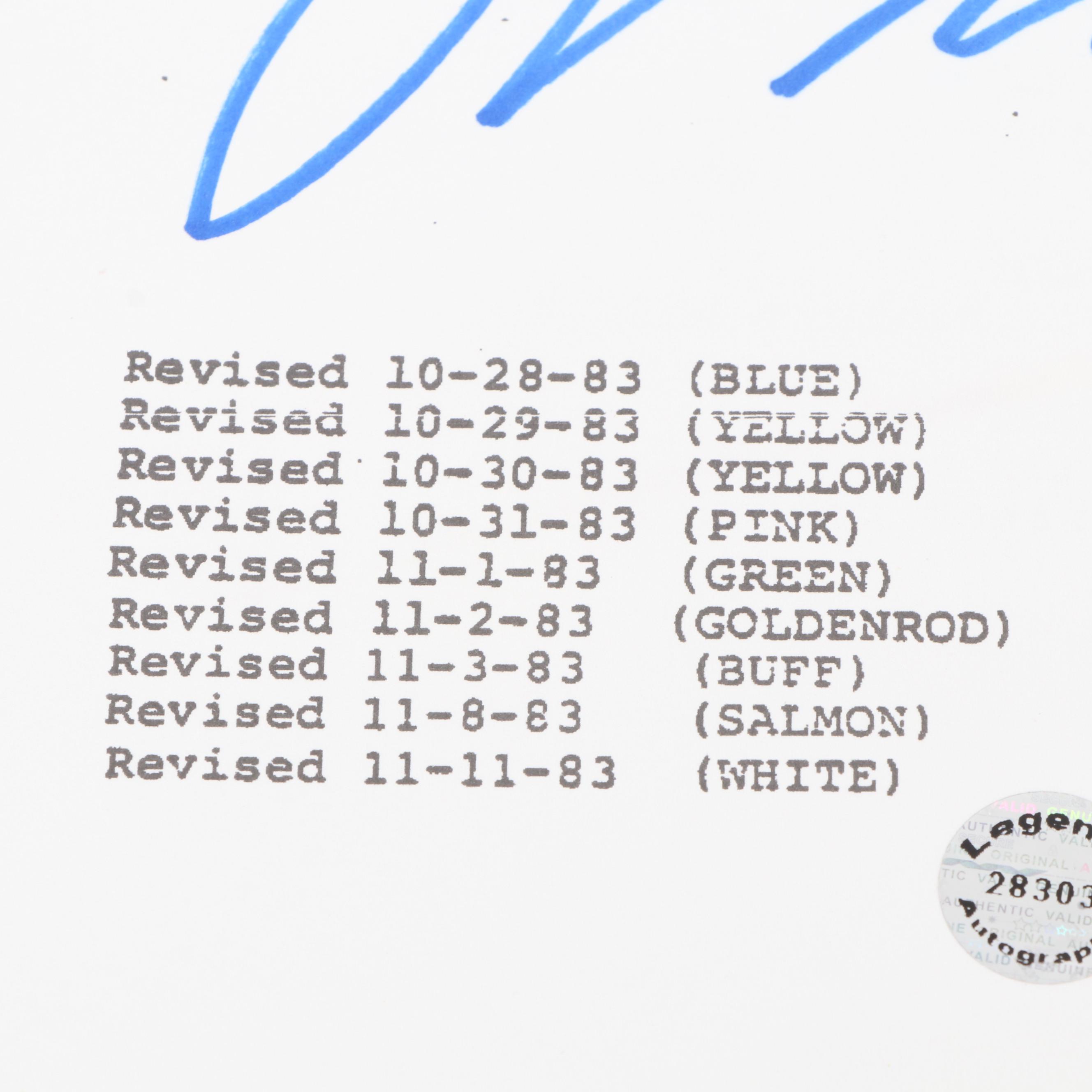 Ralph Macchio Autographed "The Karate Kid" Revised Screenplay
