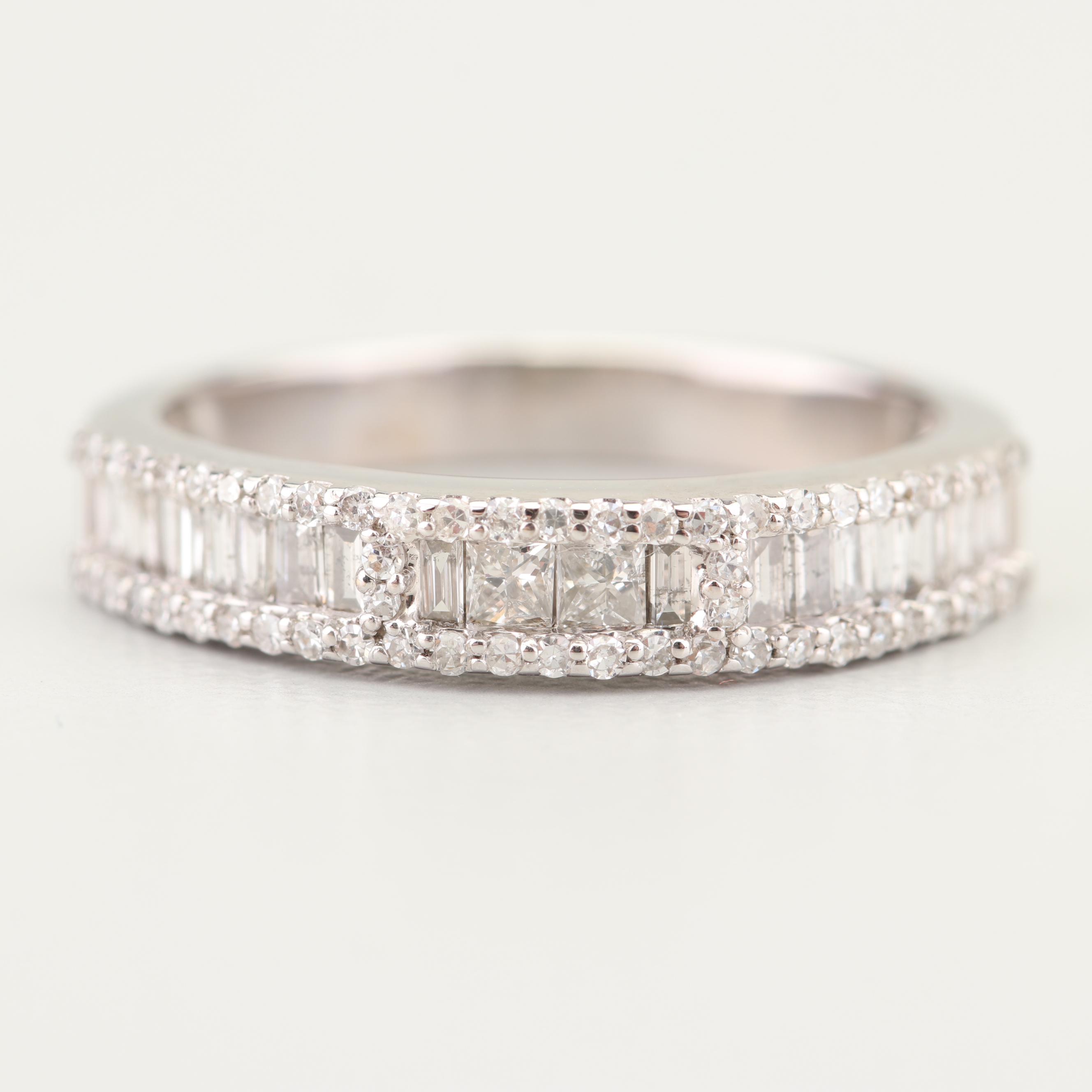 14K White Gold Diamond Band