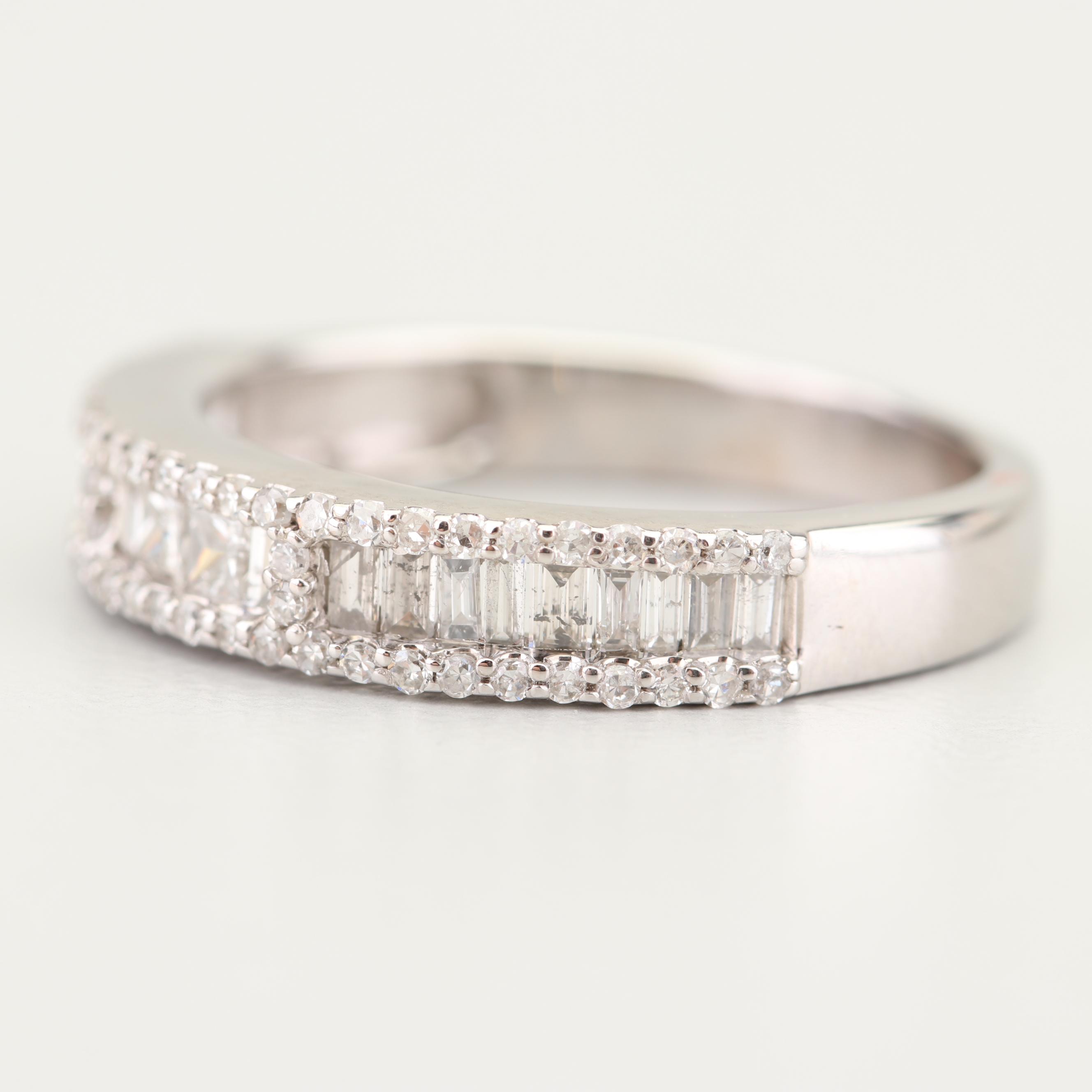 14K White Gold Diamond Band