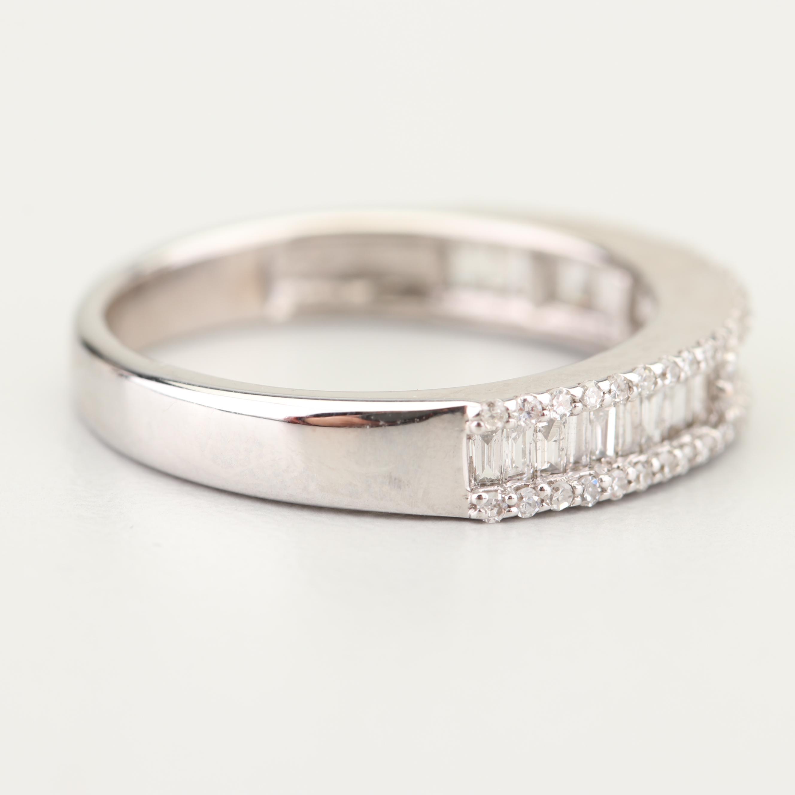 14K White Gold Diamond Band