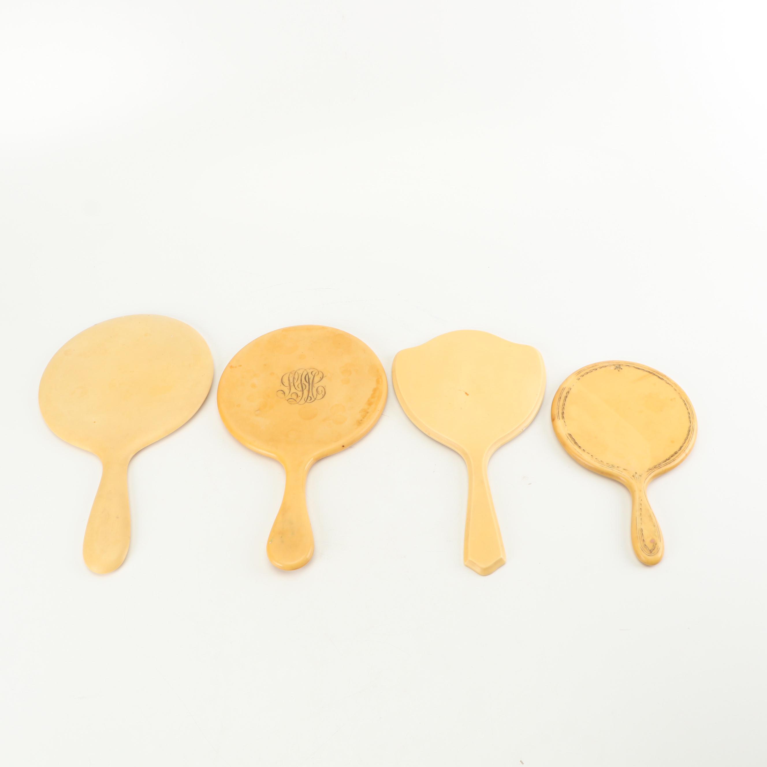 Celluloid Hand Mirrors and Hair Brushes including Imperial, Vintage