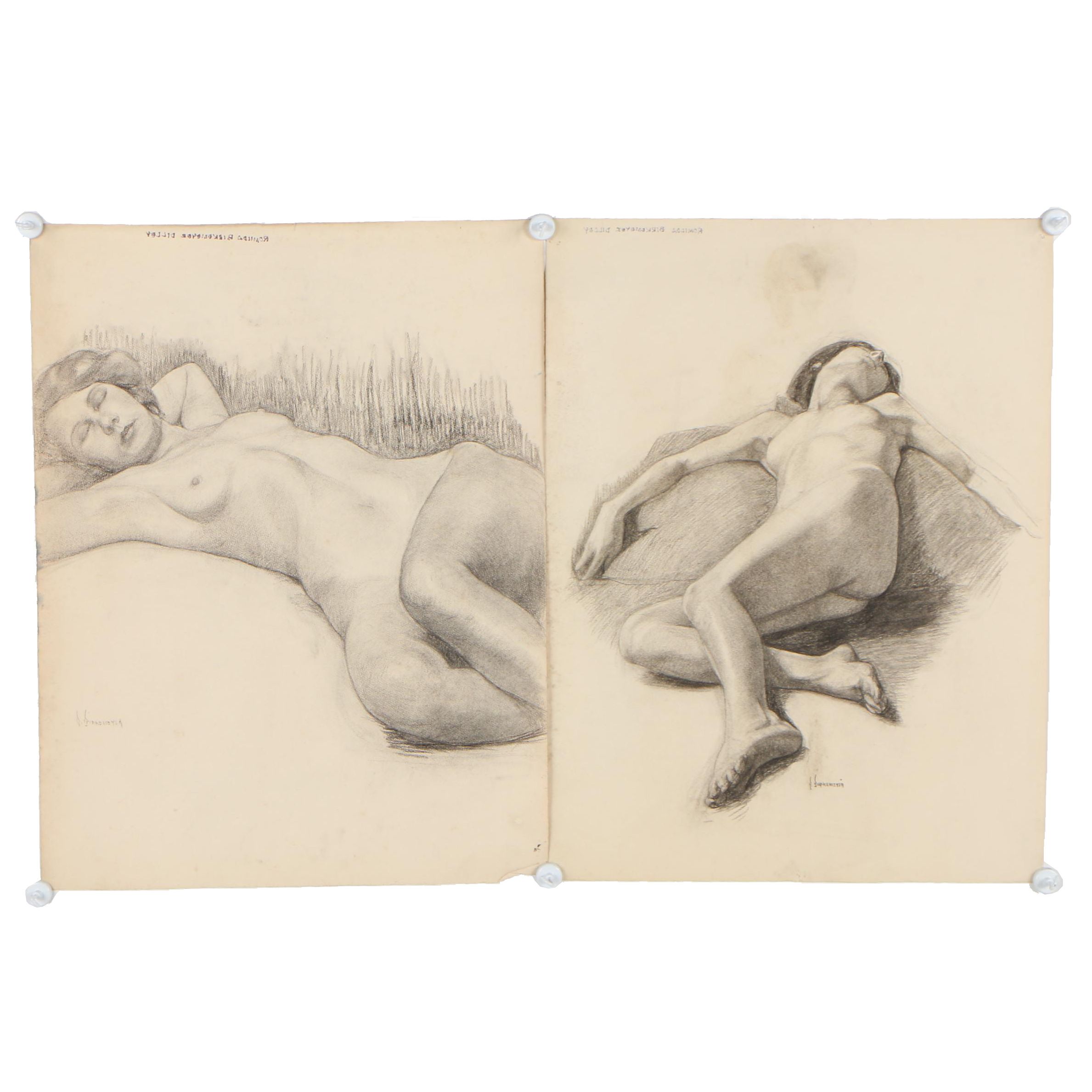 Romilda Birkemeyer Dilley Charcoal Drawings of Female Nudes
