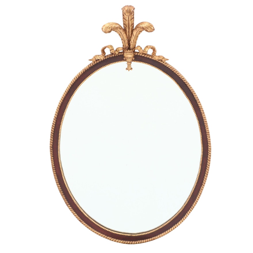 Decorative Mirror with Plume Crest, Mid-Century