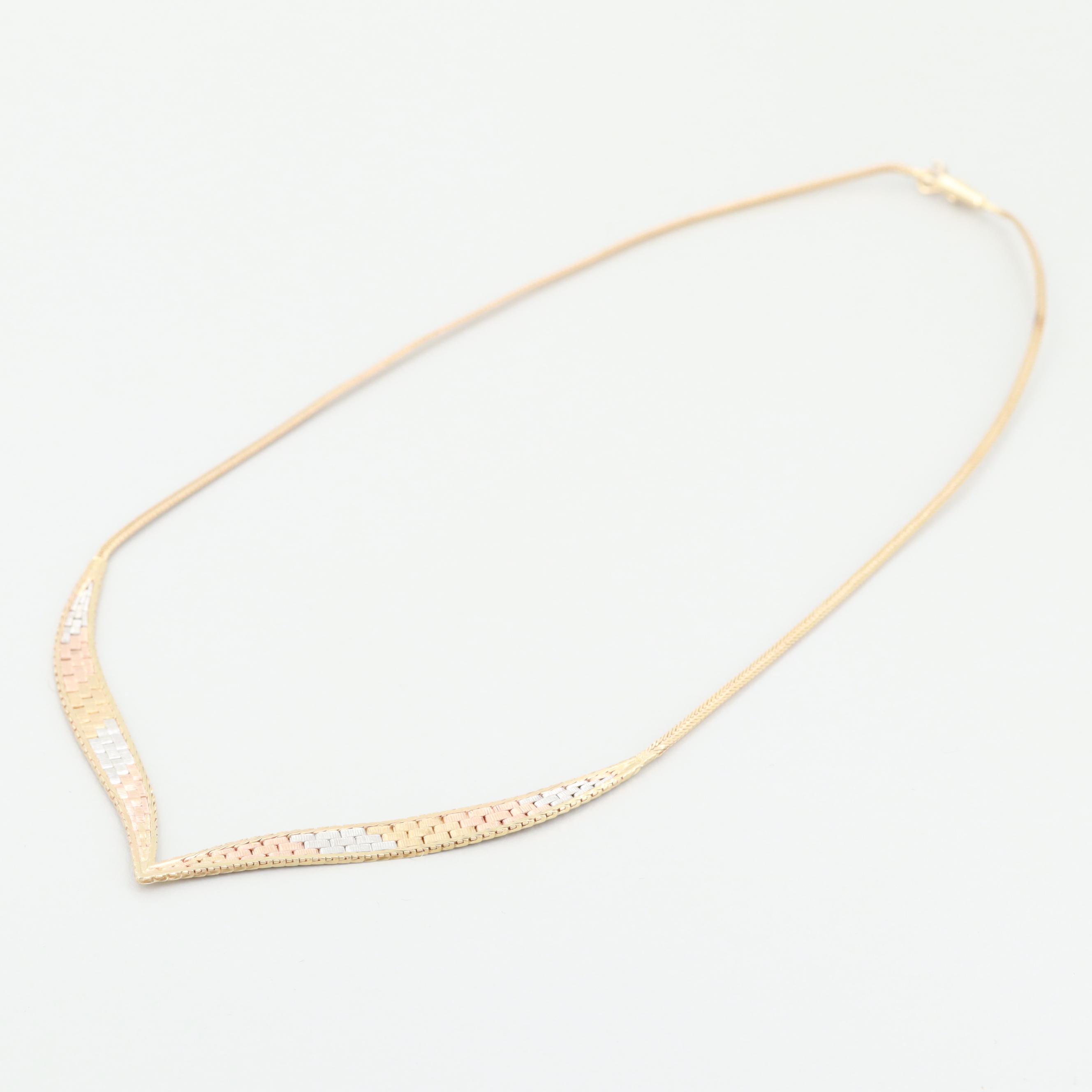14K Tri-Colored Gold Necklace