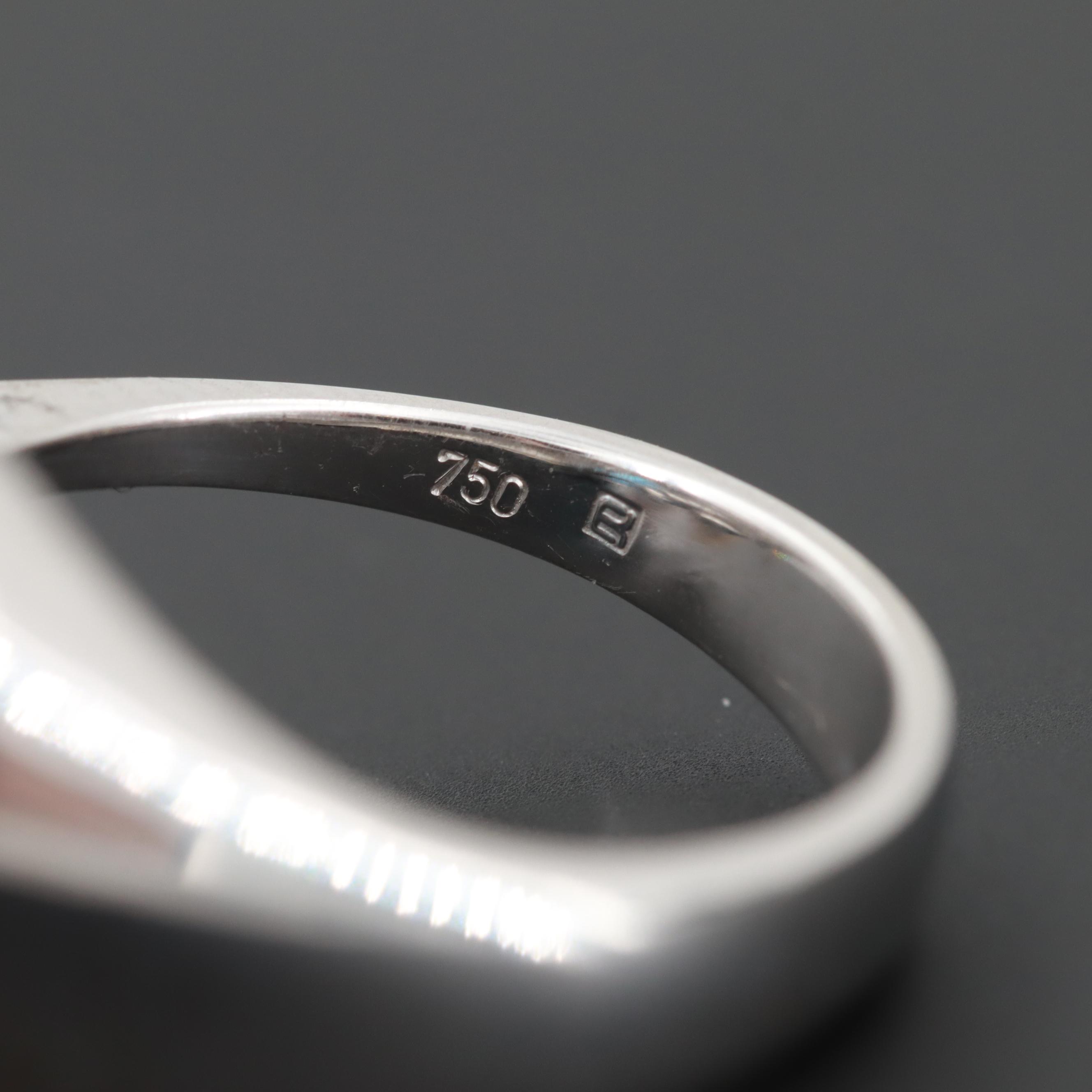 18K White Gold Blue Topaz, Diamond and Cultured Pearl Ring