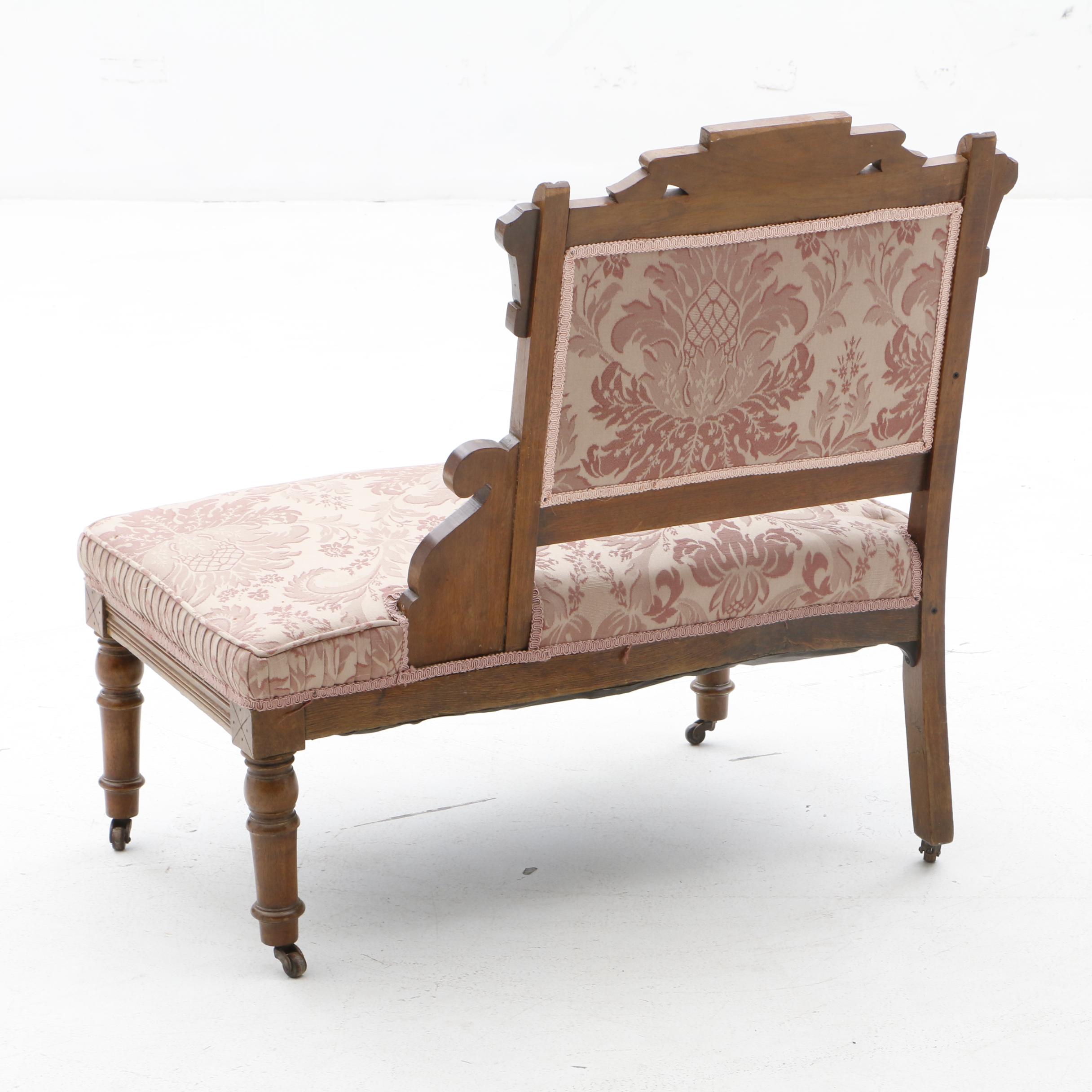 Victorian Single Armed Settees in Carved Geometric Motif