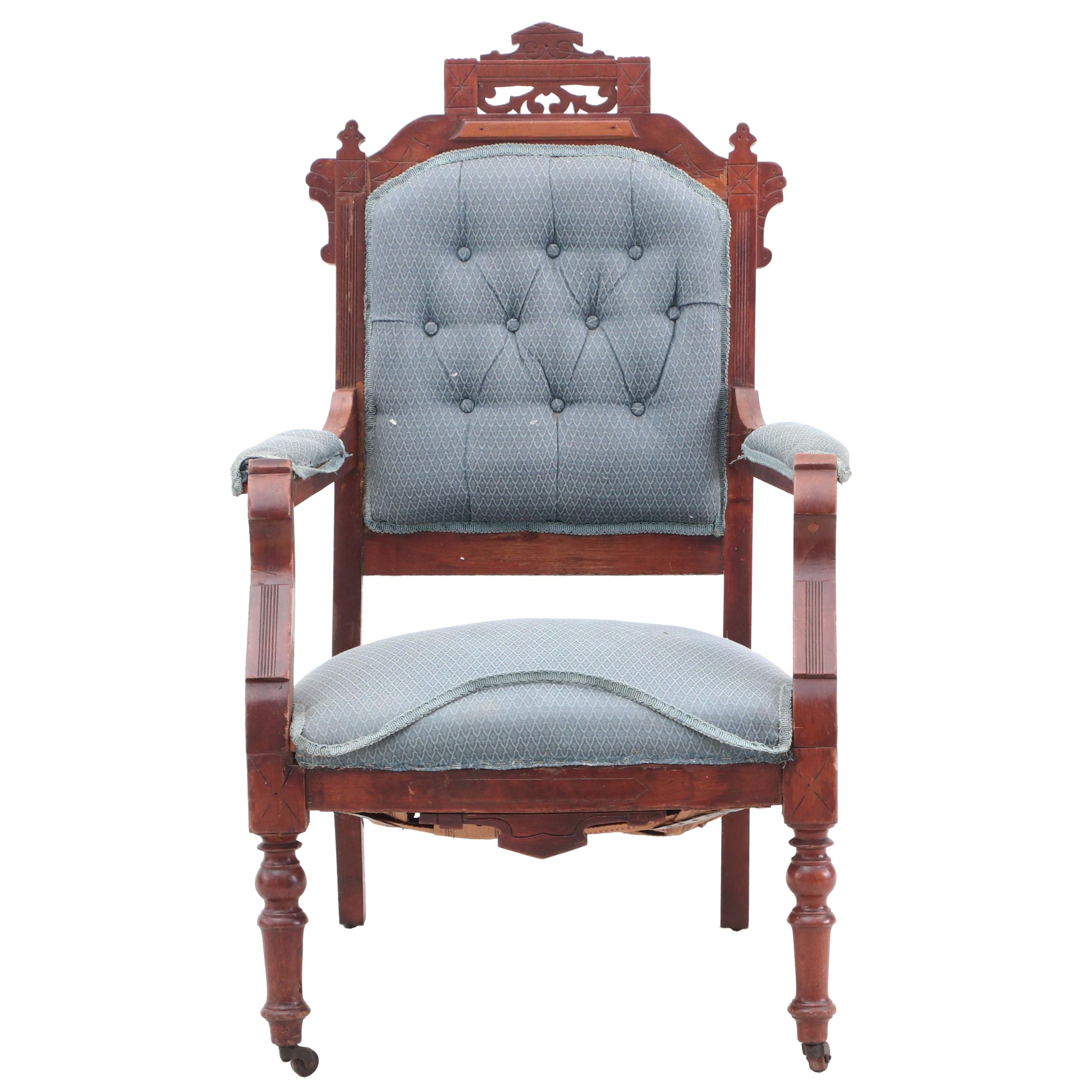 Eastlake Carved Walnut Armchair