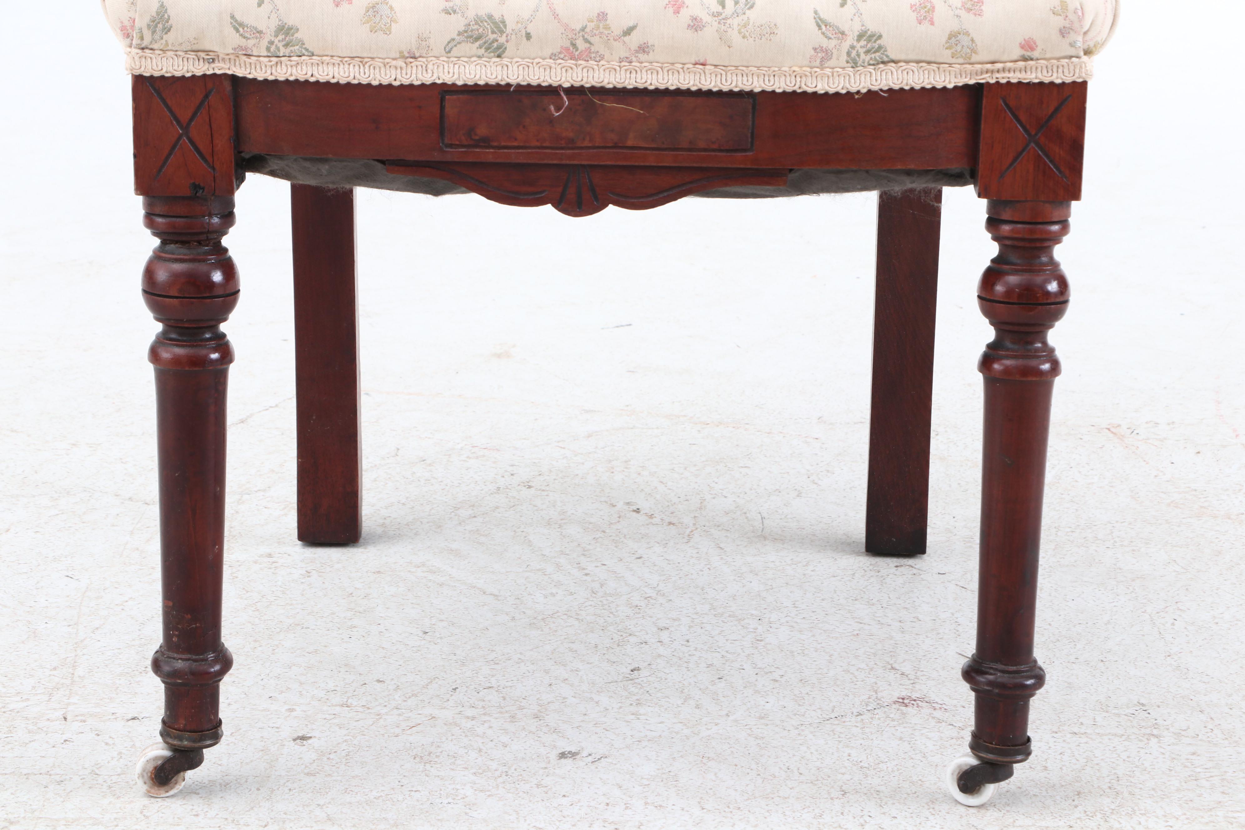 Eastlake Walnut Side Chairs With Carved Geometric Motif
