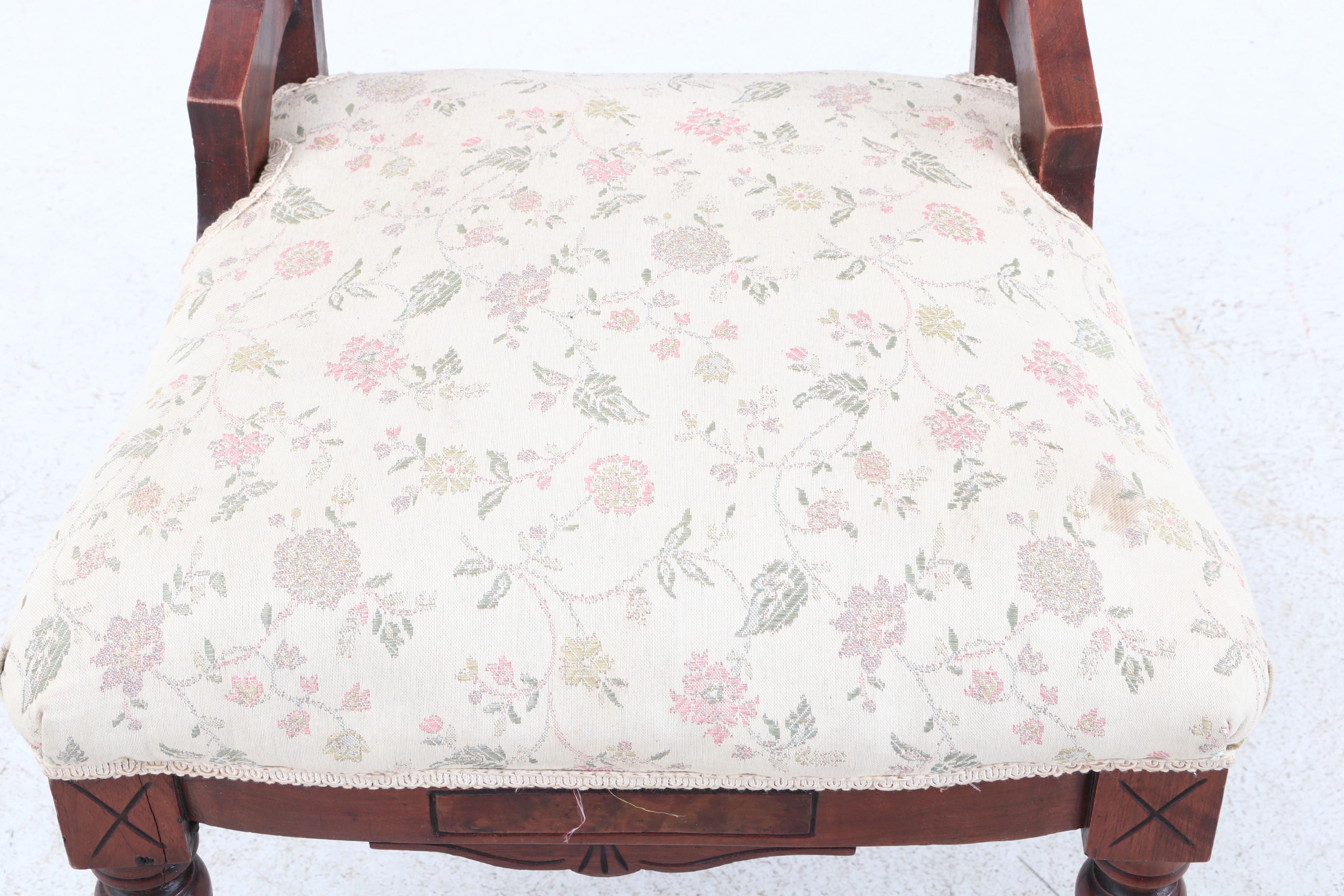 Eastlake Walnut Side Chairs With Carved Geometric Motif