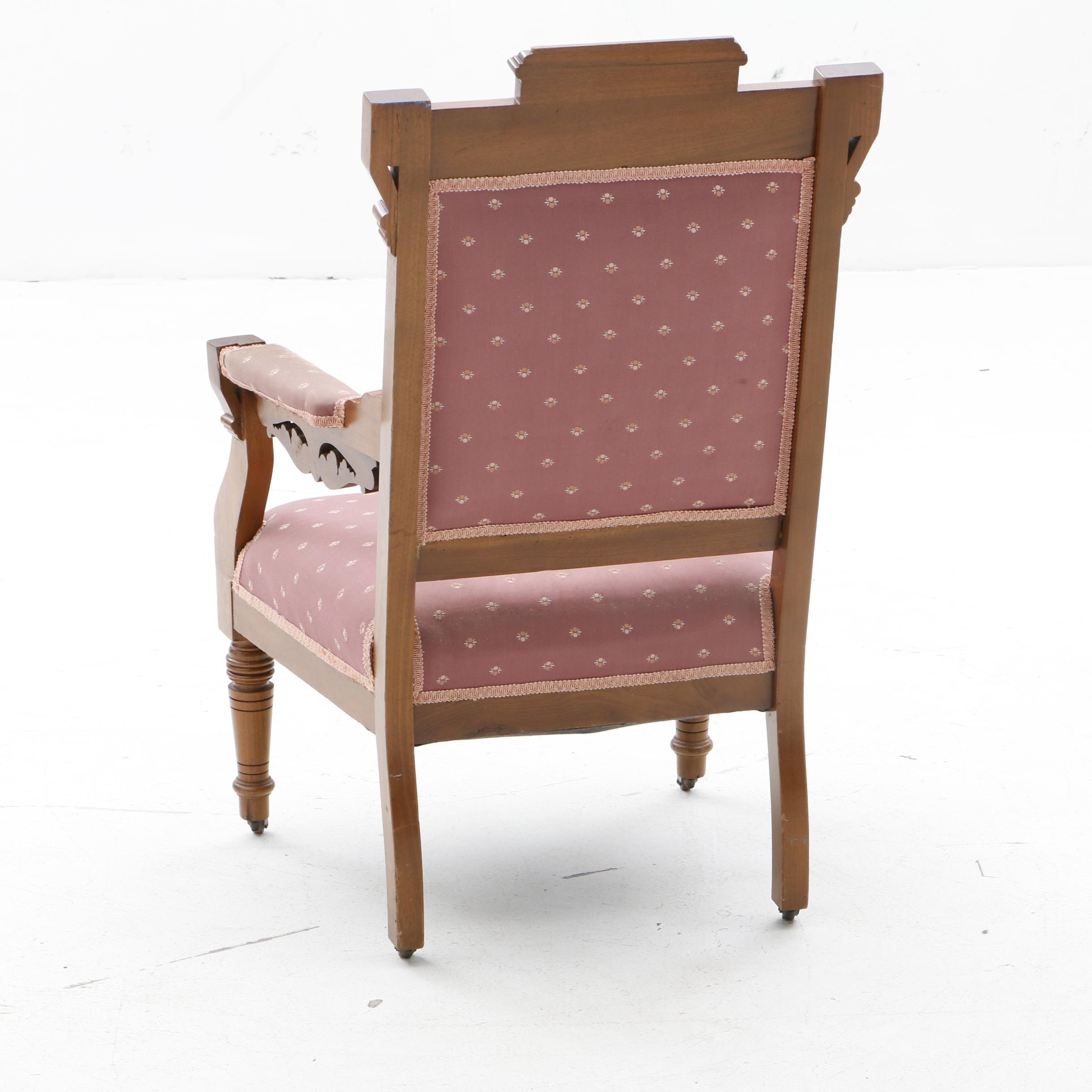Victorian Carved Walnut Settee and Side Chairs