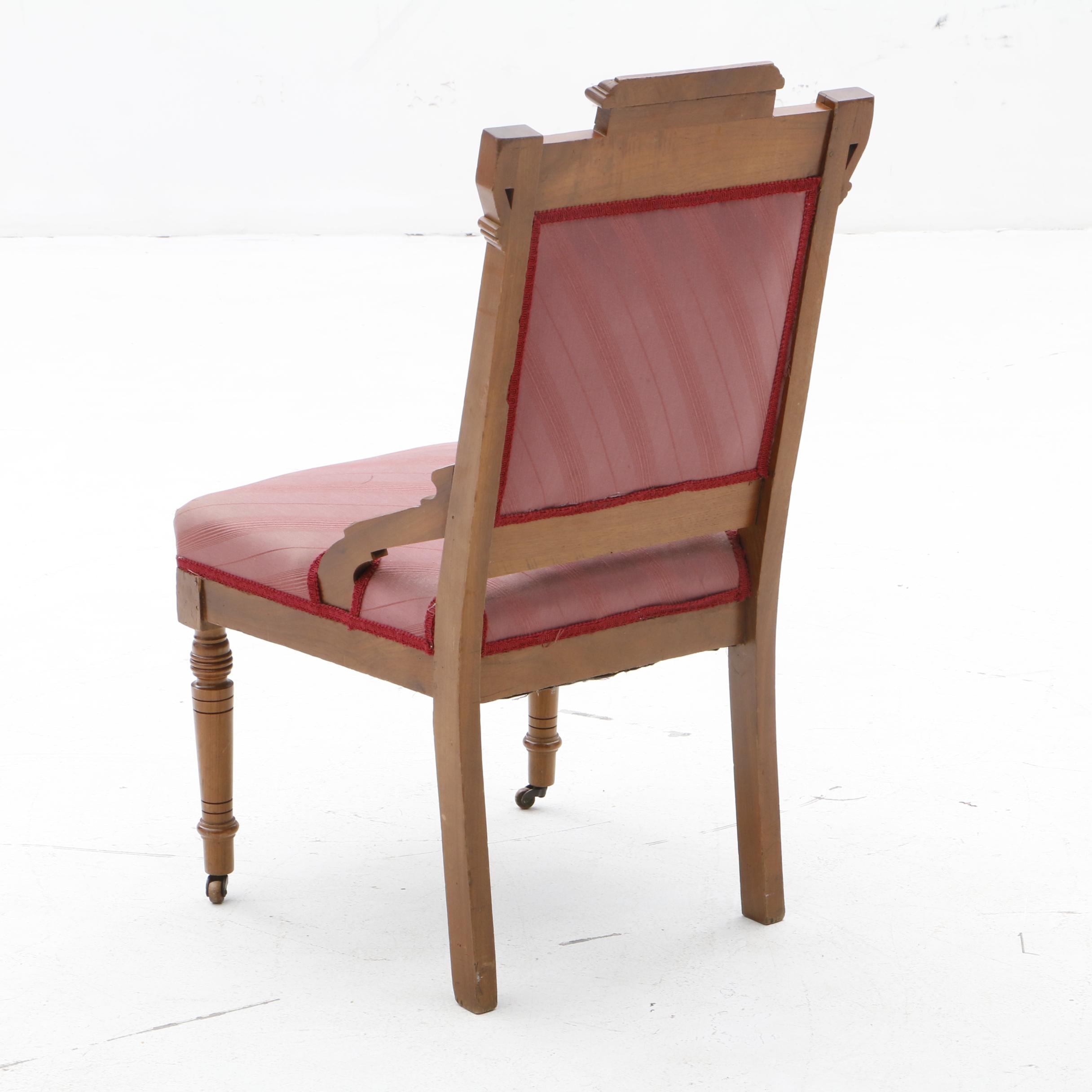 Victorian Carved Walnut Settee and Side Chairs