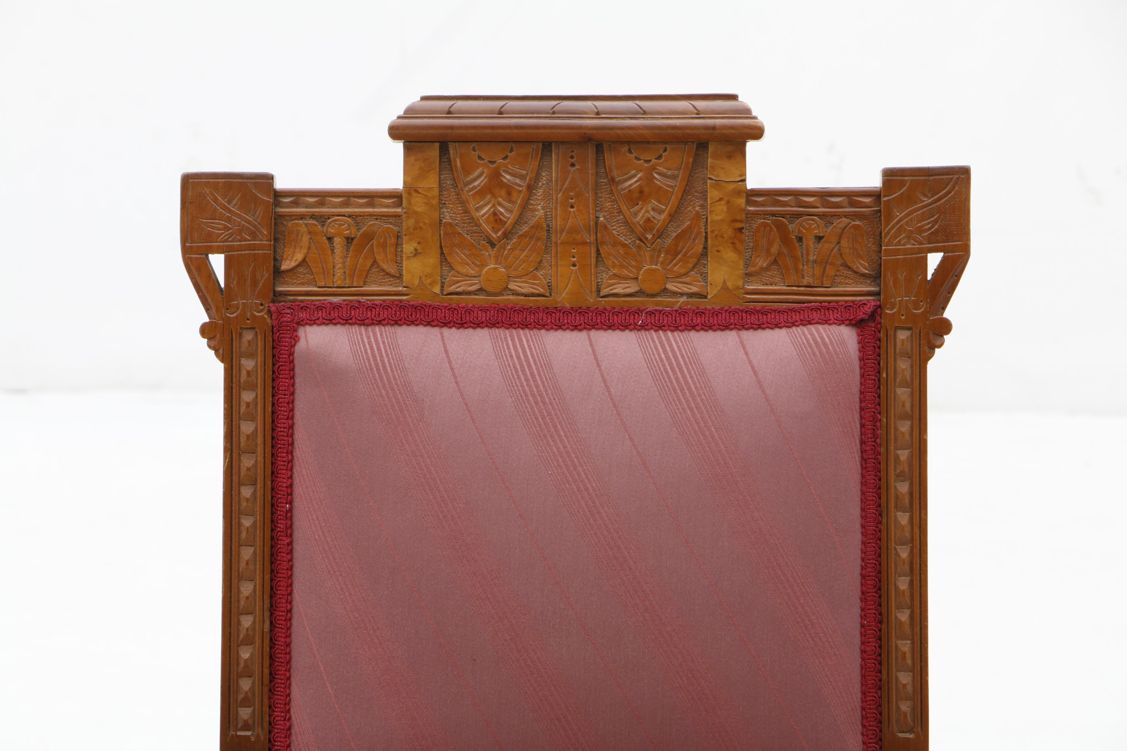 Victorian Carved Walnut Settee and Side Chairs