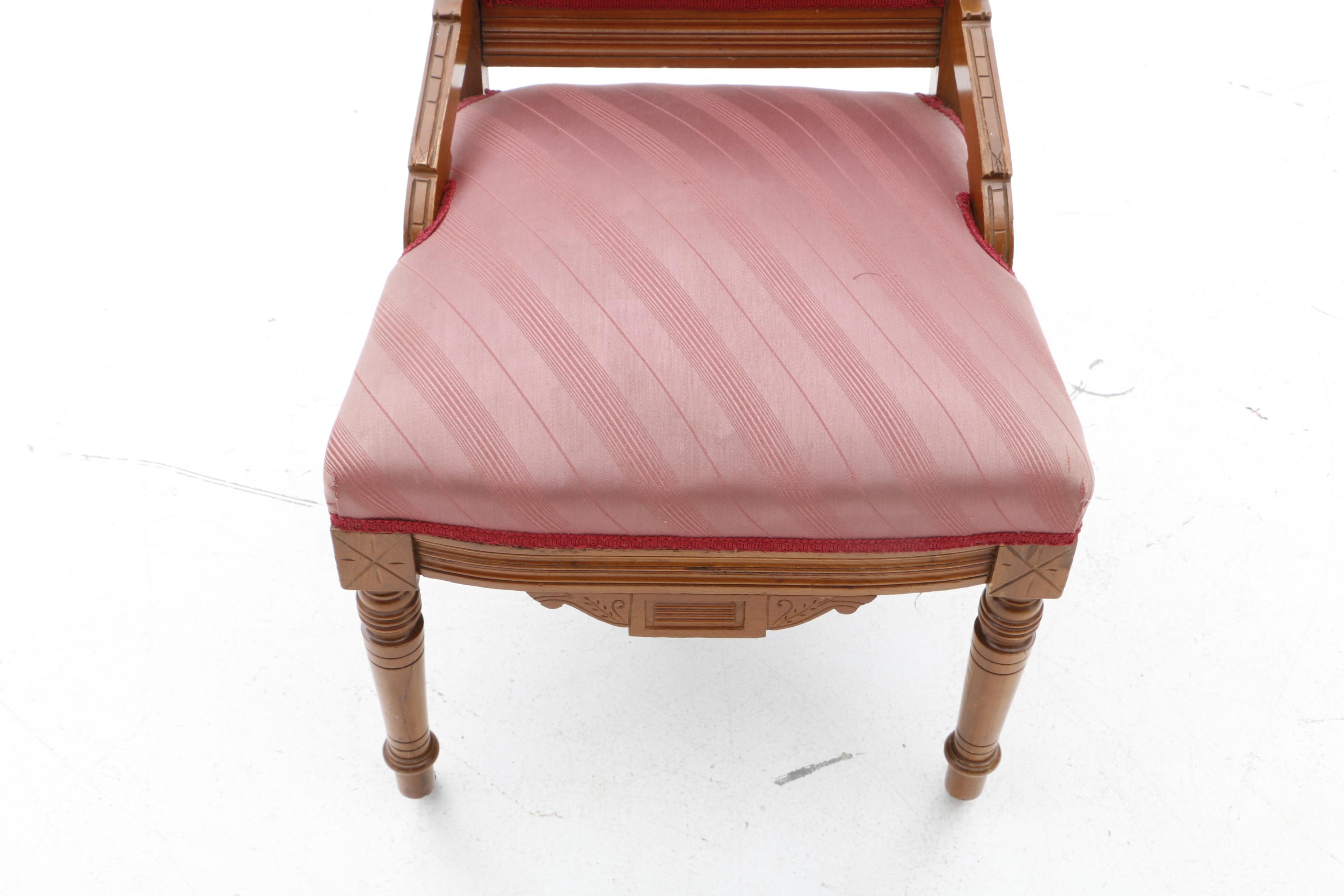 Victorian Carved Walnut Settee and Side Chairs