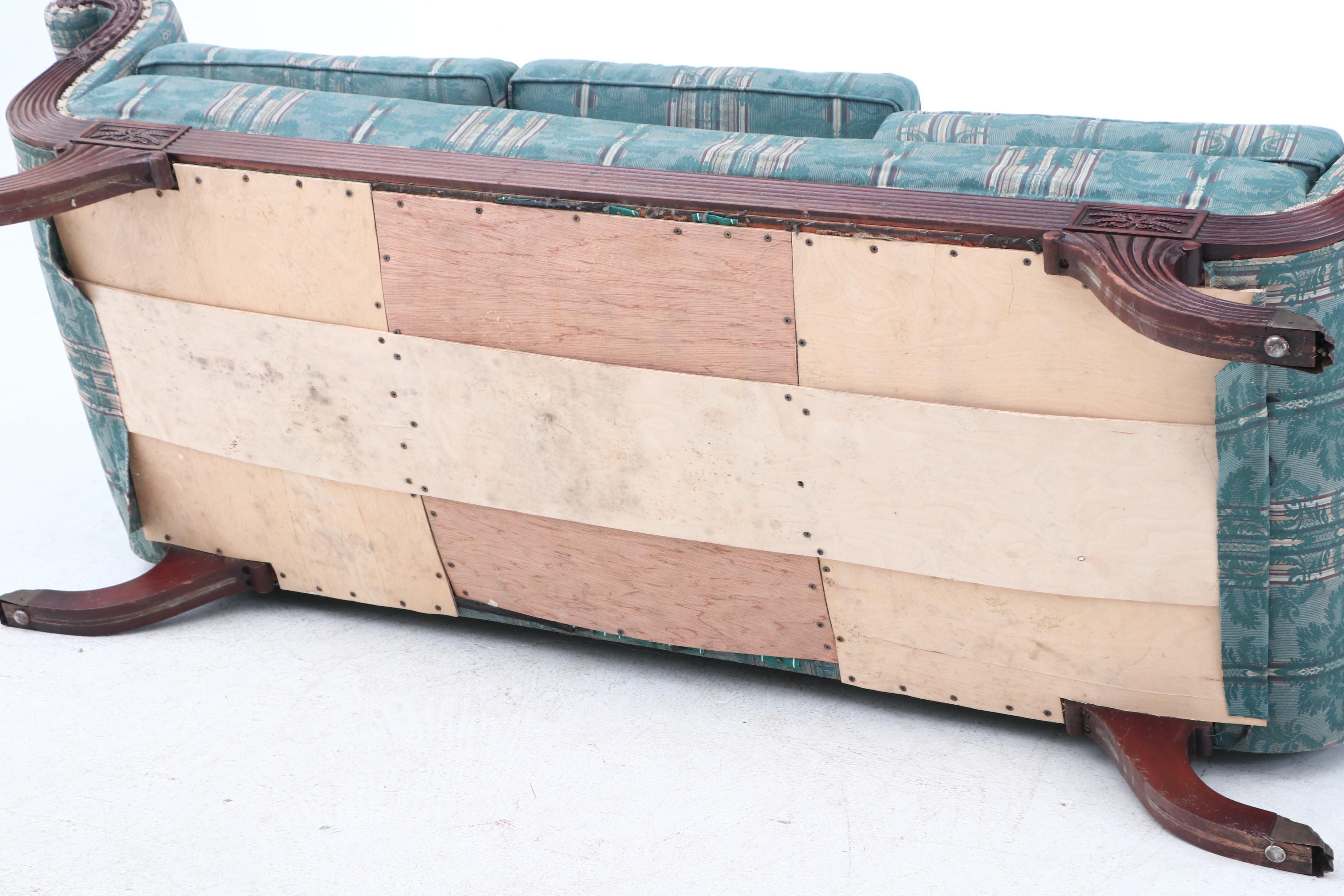 Antique Federal Style Carved Swag Motif Mahogany Sofa