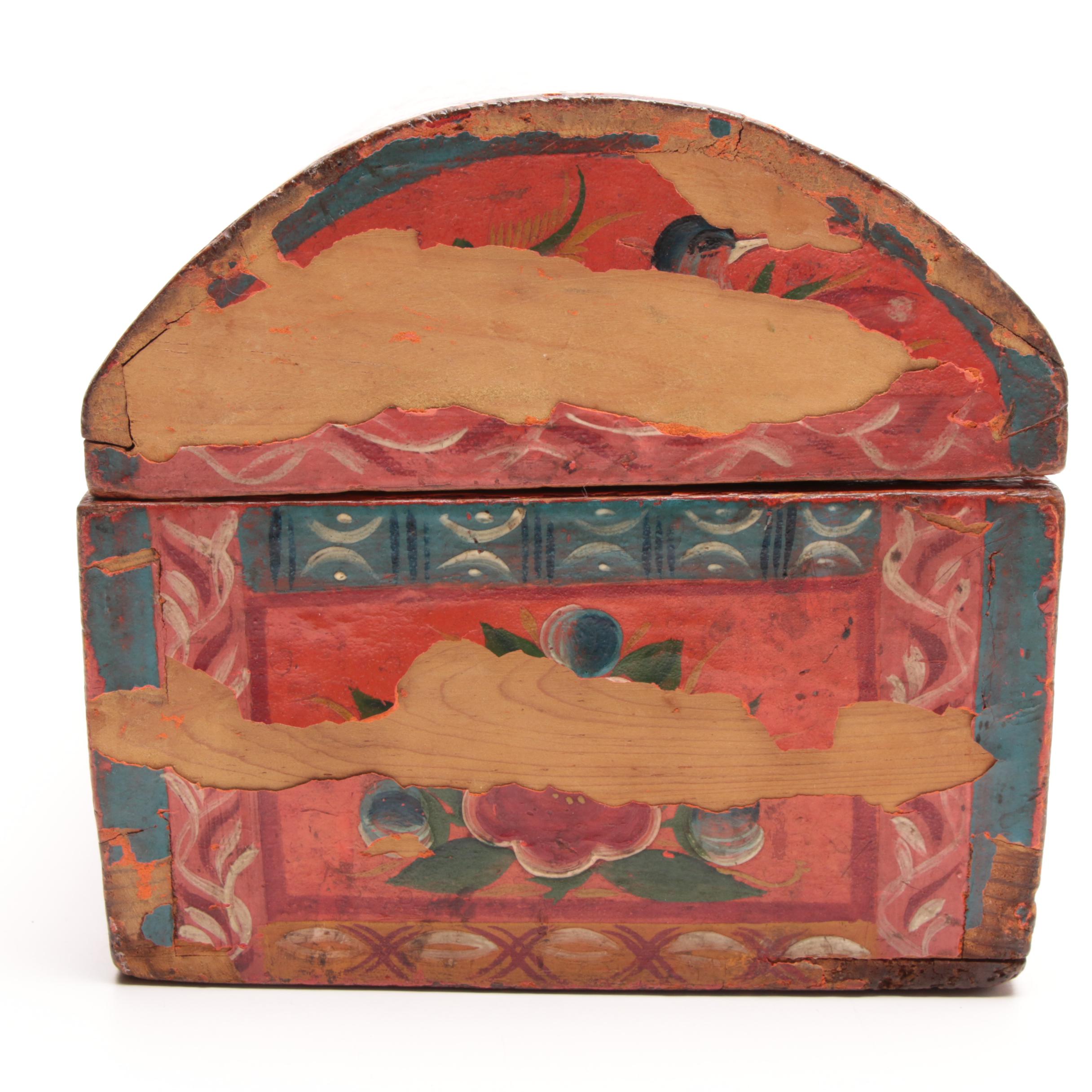 Northern European Style Hand-Painted Small Domed Chest