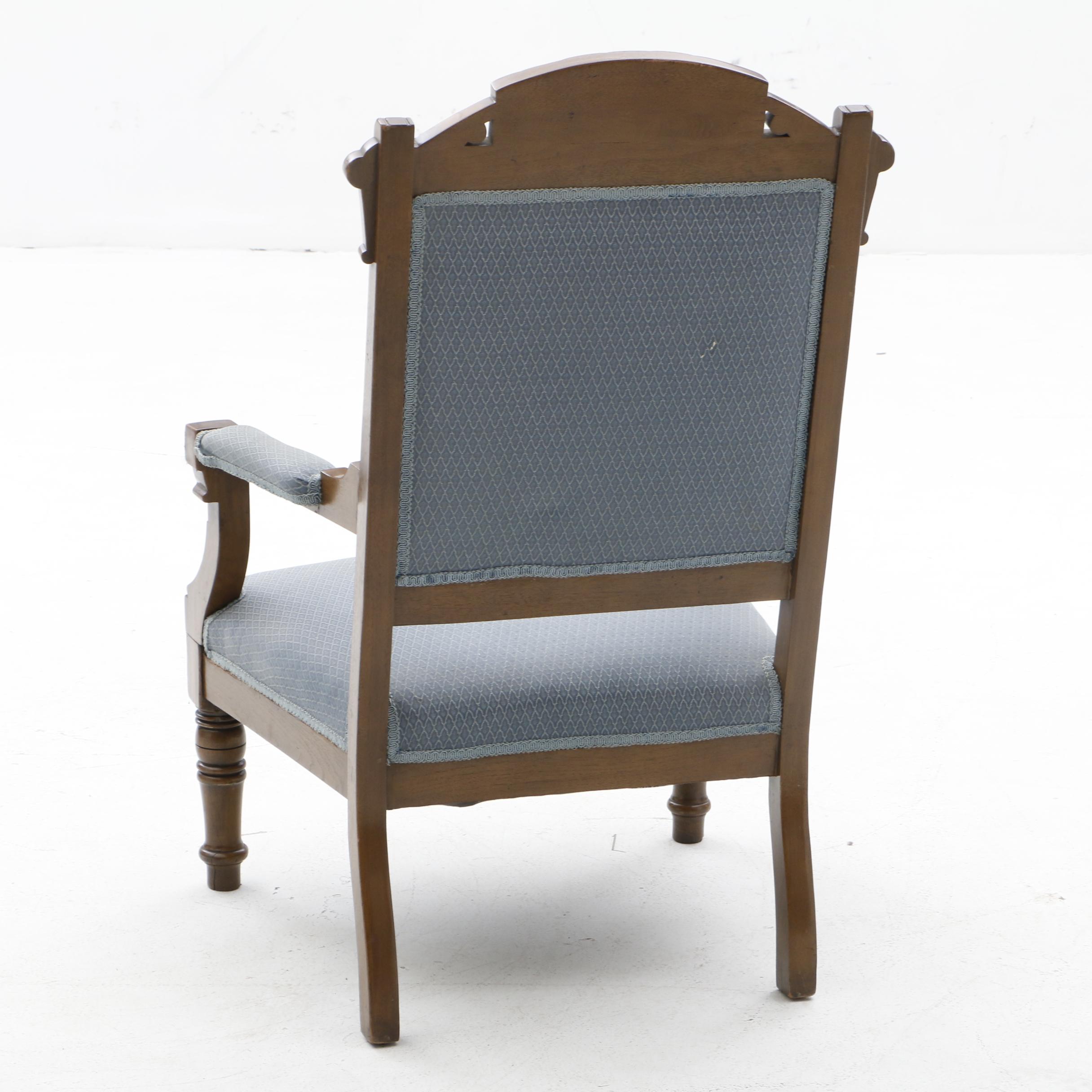 Victorian Platform Rocker, Armchair and Side Chairs in Walnut