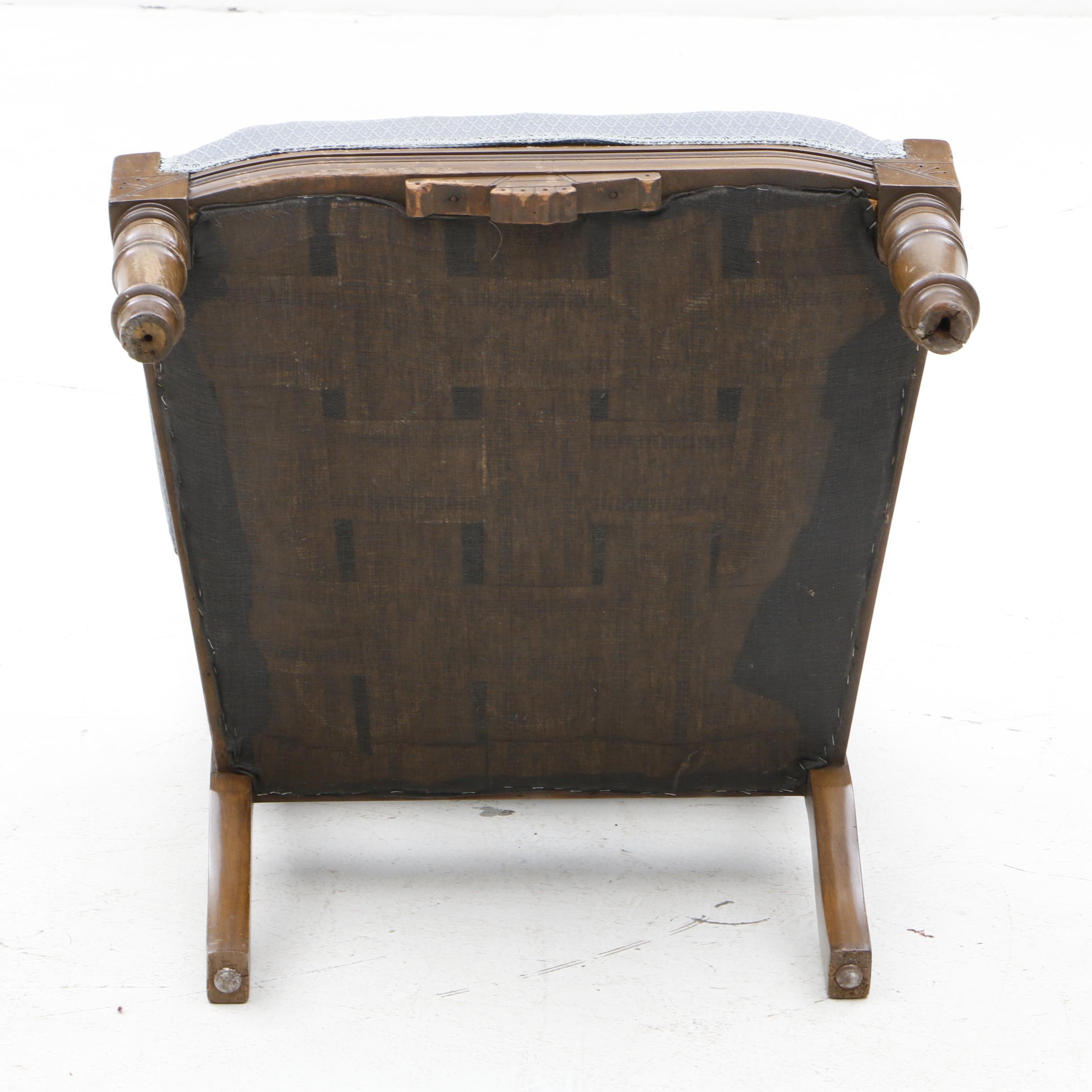 Victorian Platform Rocker, Armchair and Side Chairs in Walnut