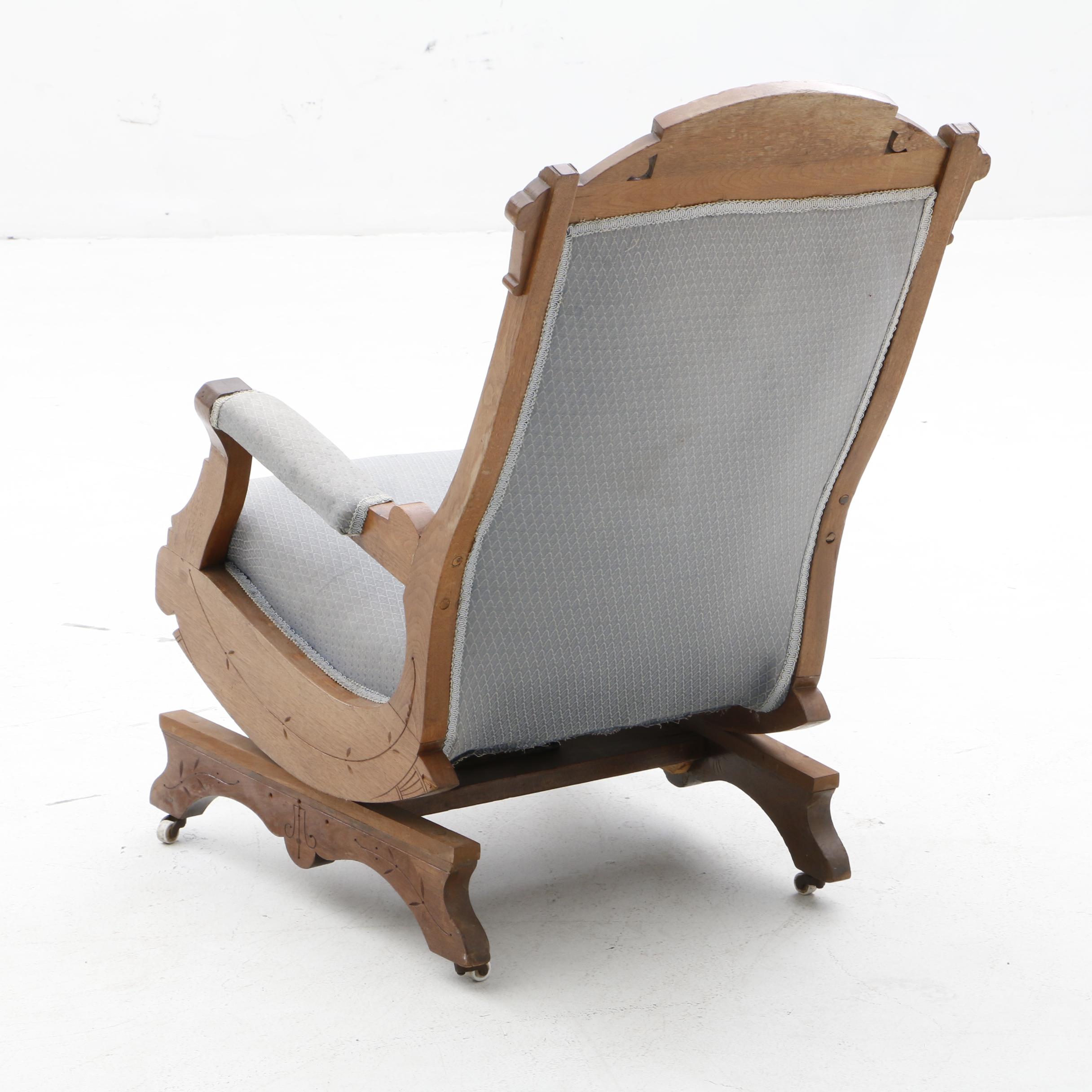 Victorian Platform Rocker, Armchair and Side Chairs in Walnut