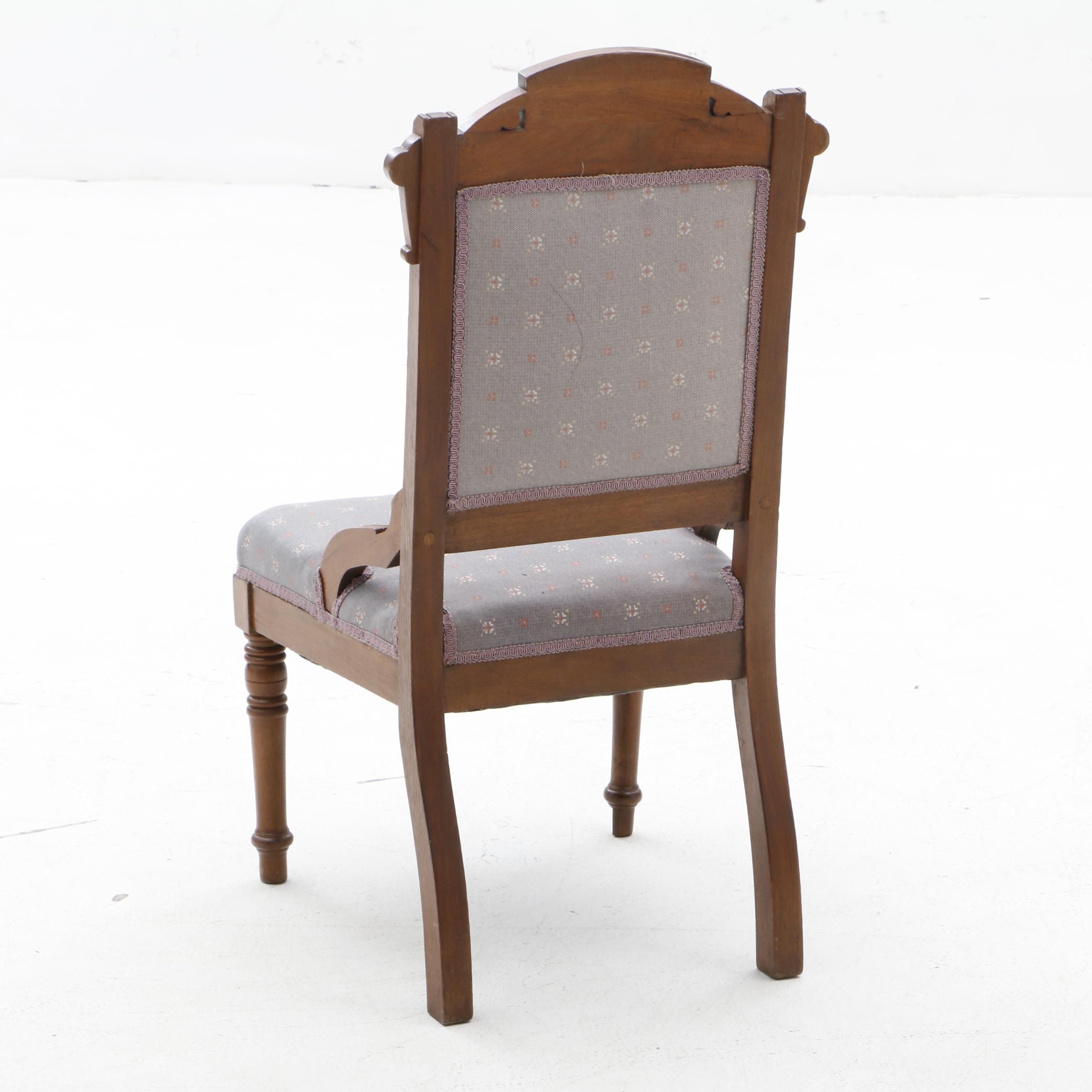 Victorian Platform Rocker, Armchair and Side Chairs in Walnut