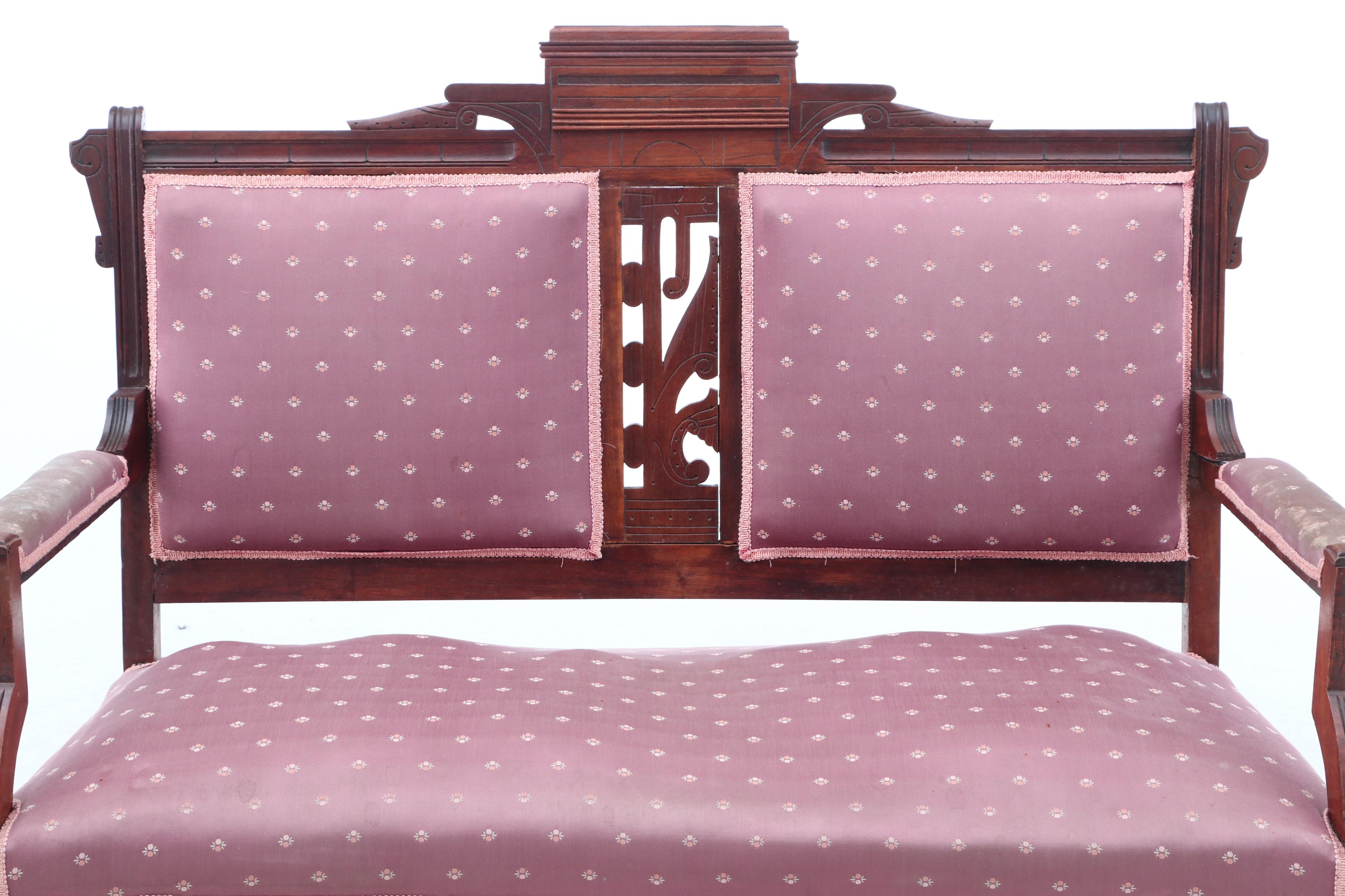 Victorian Settee and Armchair in Walnut