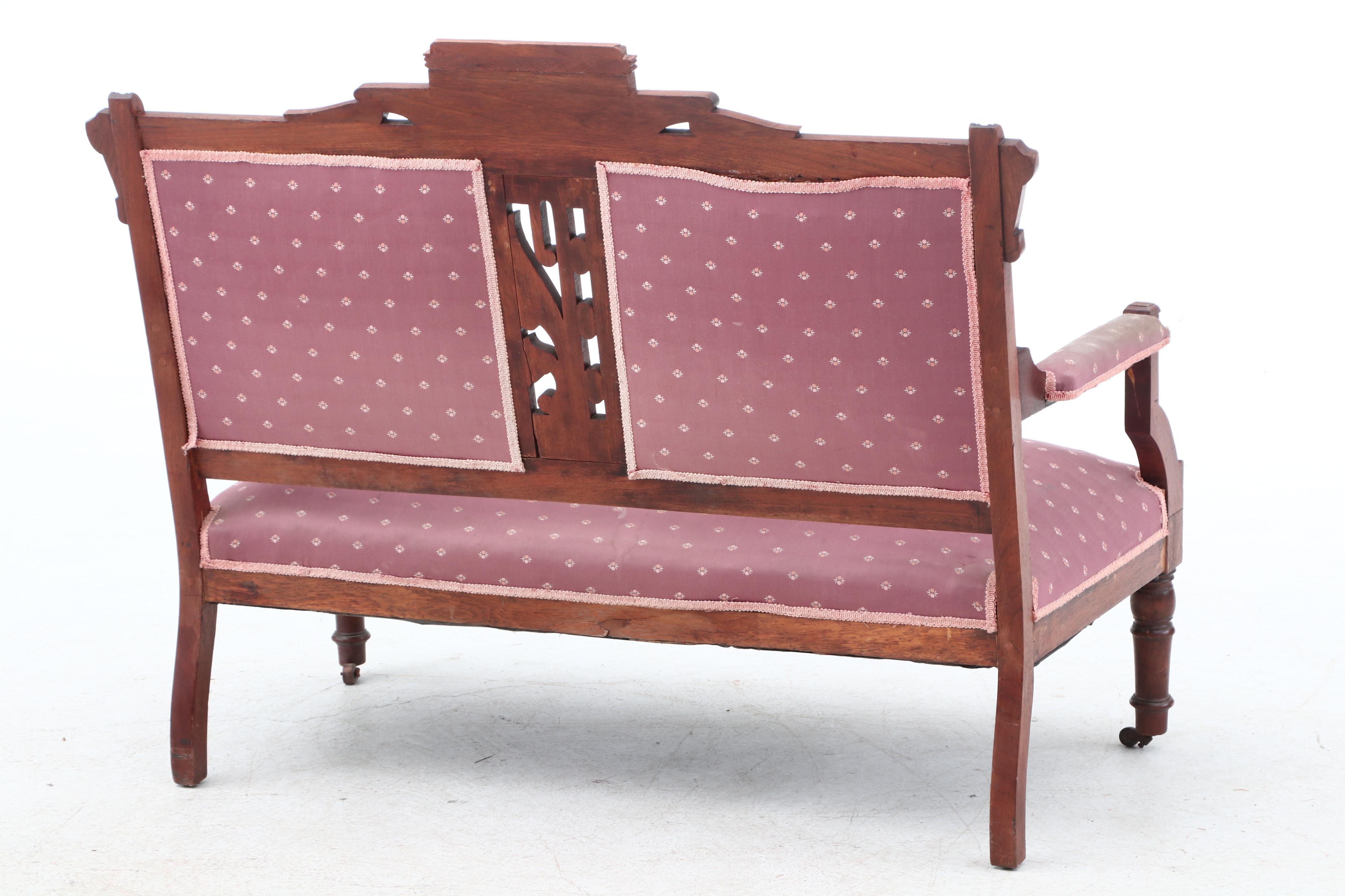 Victorian Settee and Armchair in Walnut