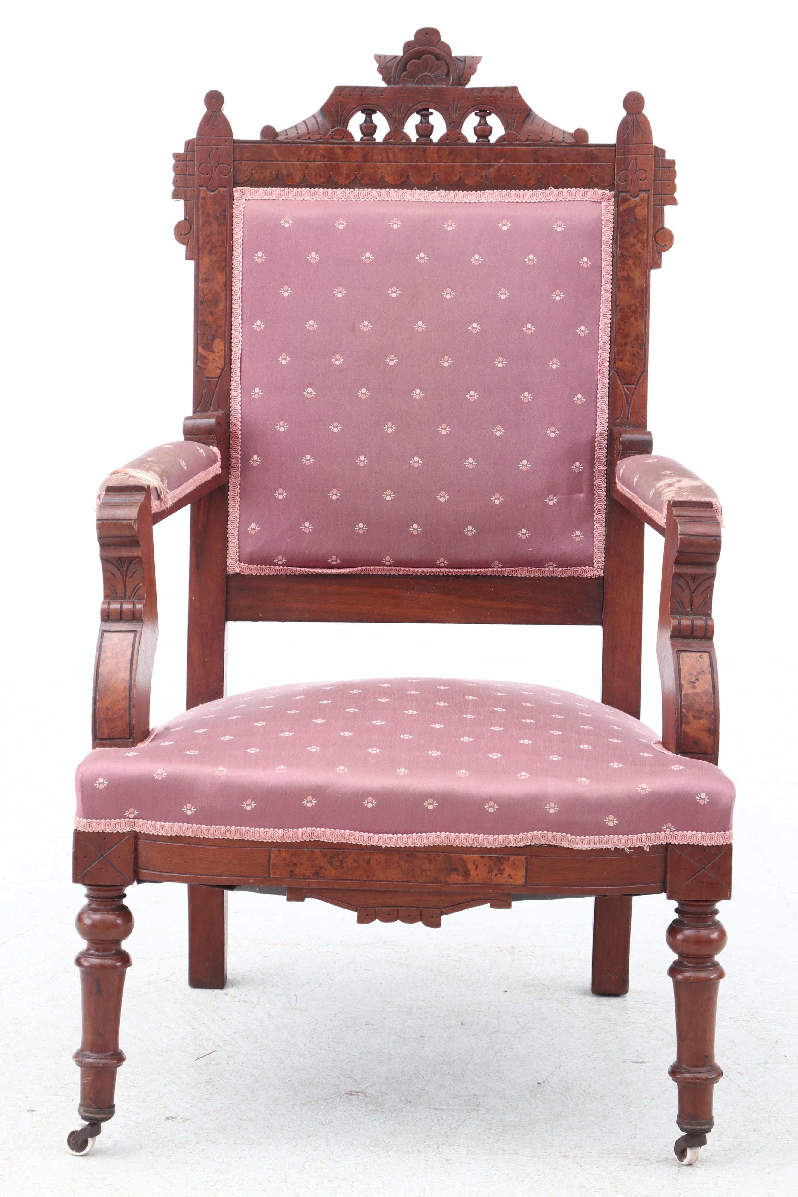 Victorian Settee and Armchair in Walnut