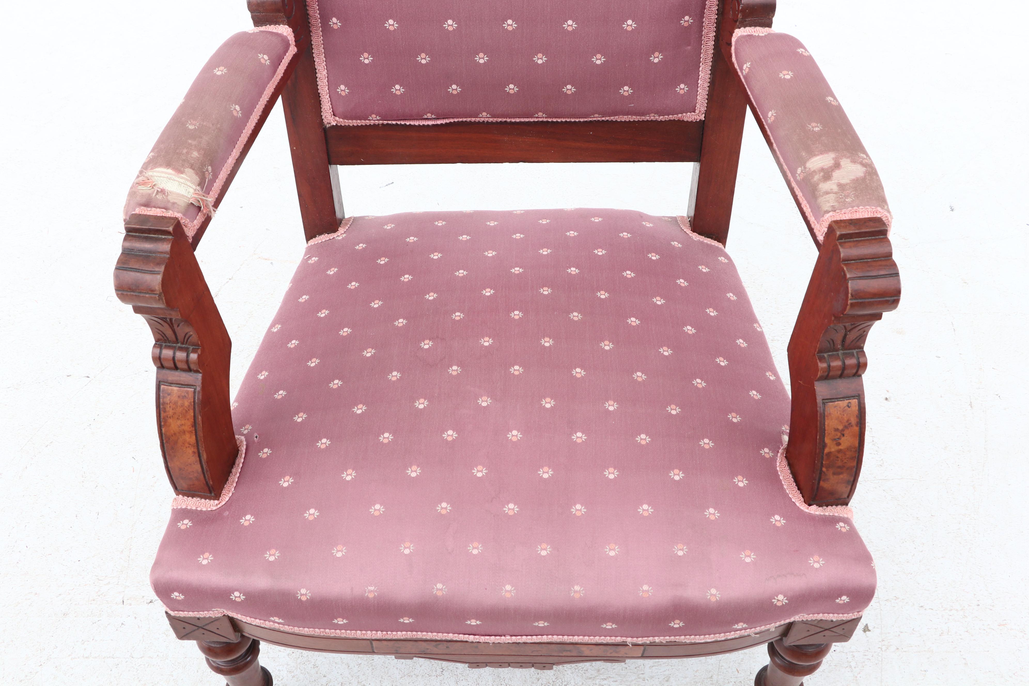 Victorian Settee and Armchair in Walnut