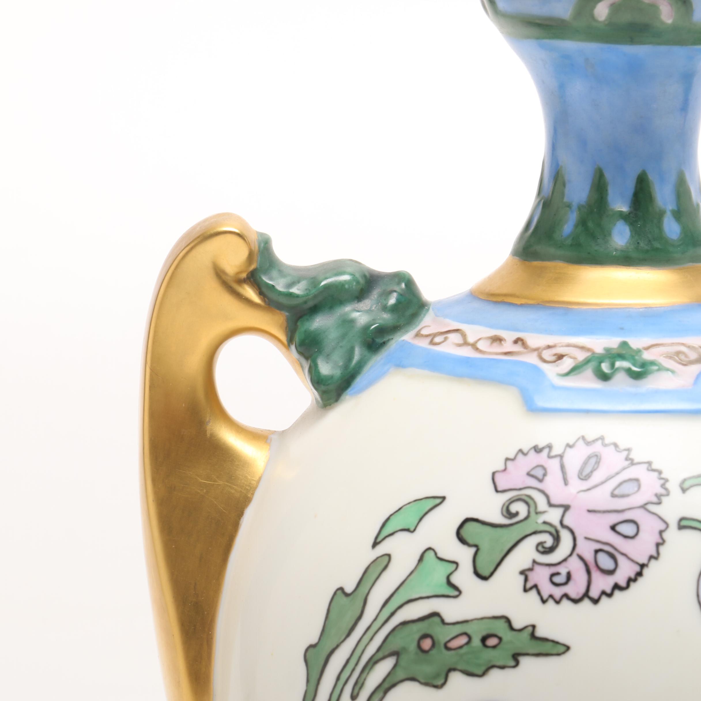 Hobbyist Painted Porcelain Vase by M. Hall, 1946