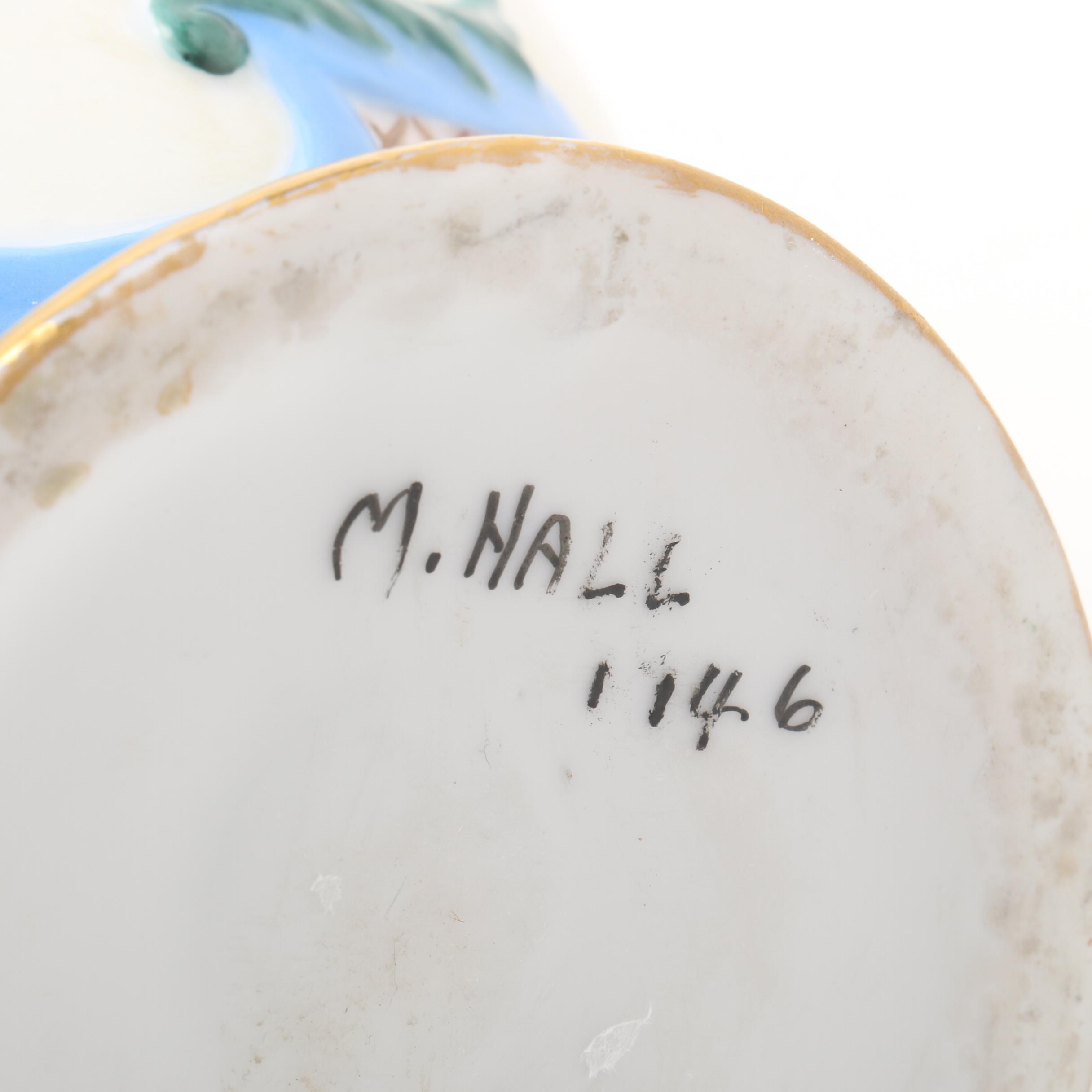 Hobbyist Painted Porcelain Vase by M. Hall, 1946
