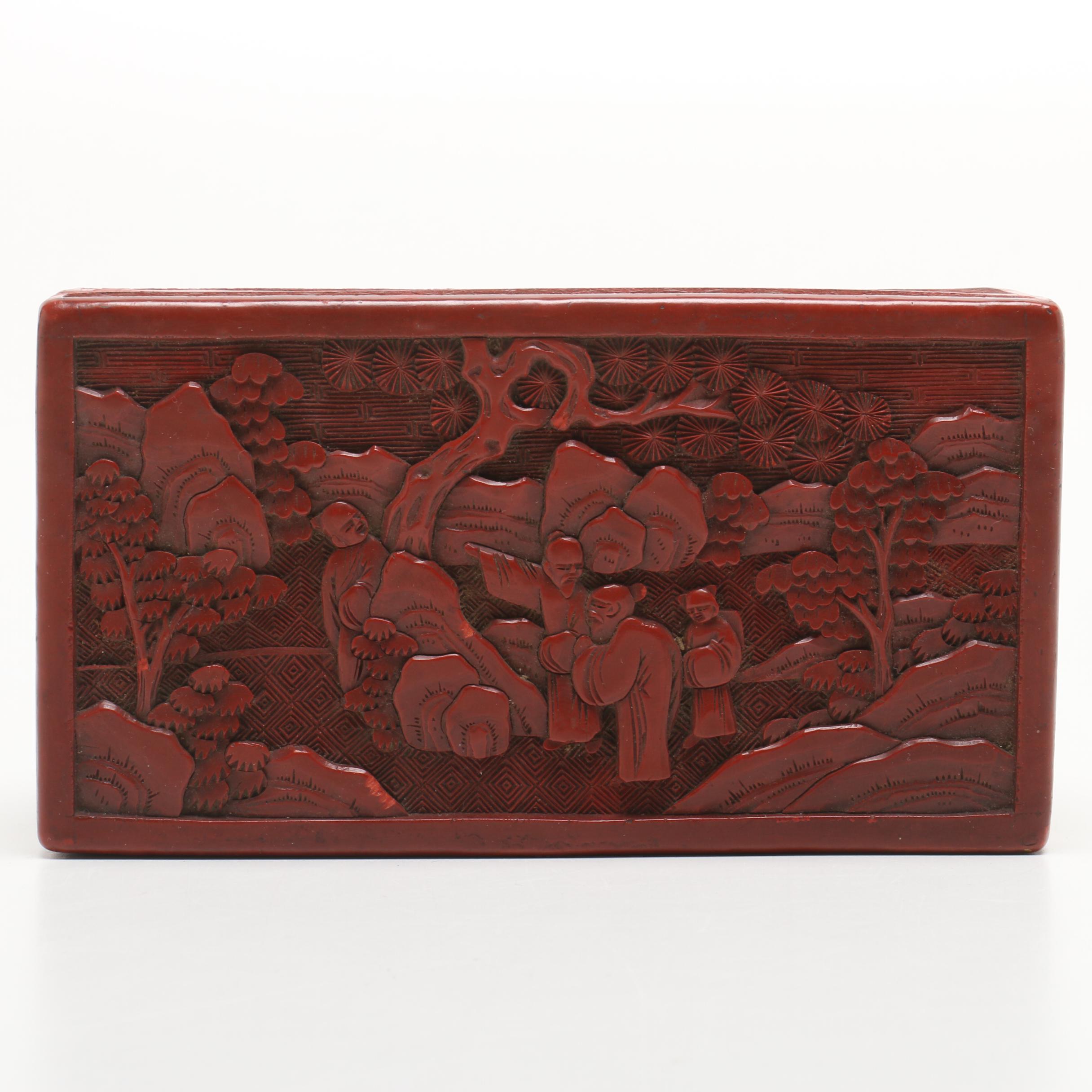 Chinese Carved Cinnabar Decorative Box