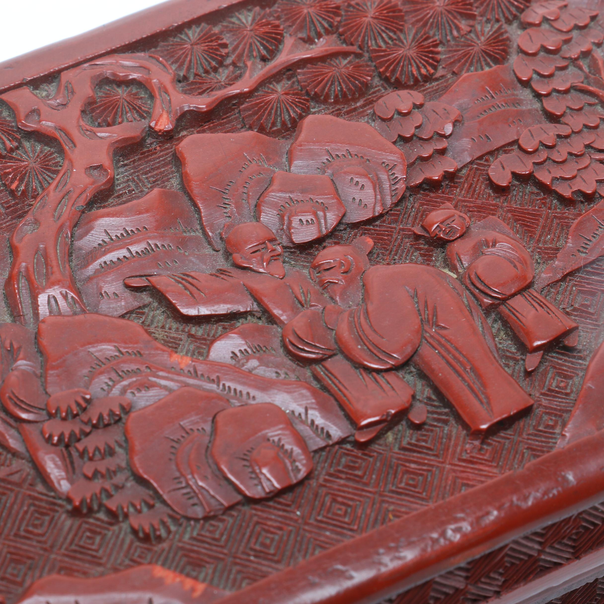 Chinese Carved Cinnabar Decorative Box