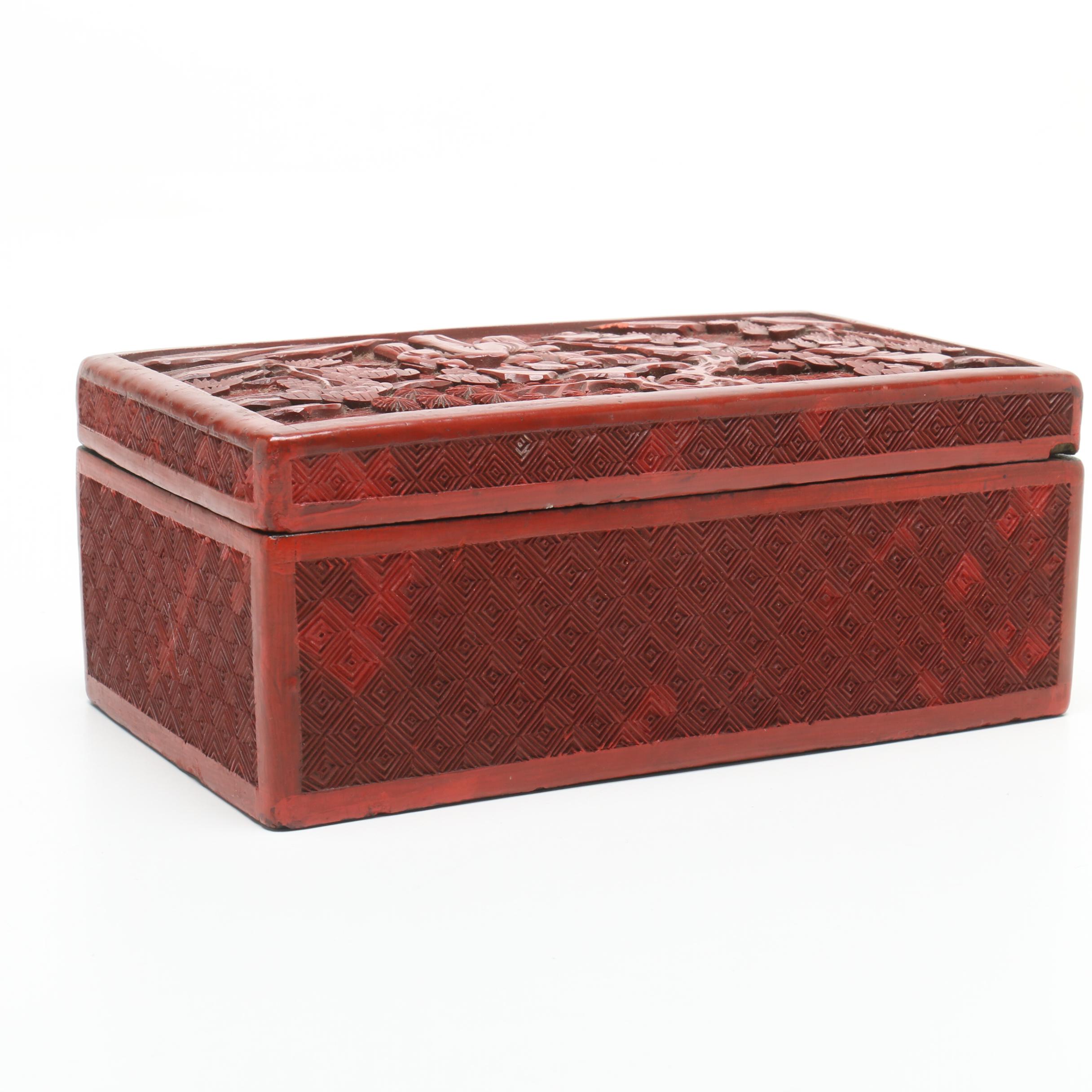 Chinese Carved Cinnabar Decorative Box